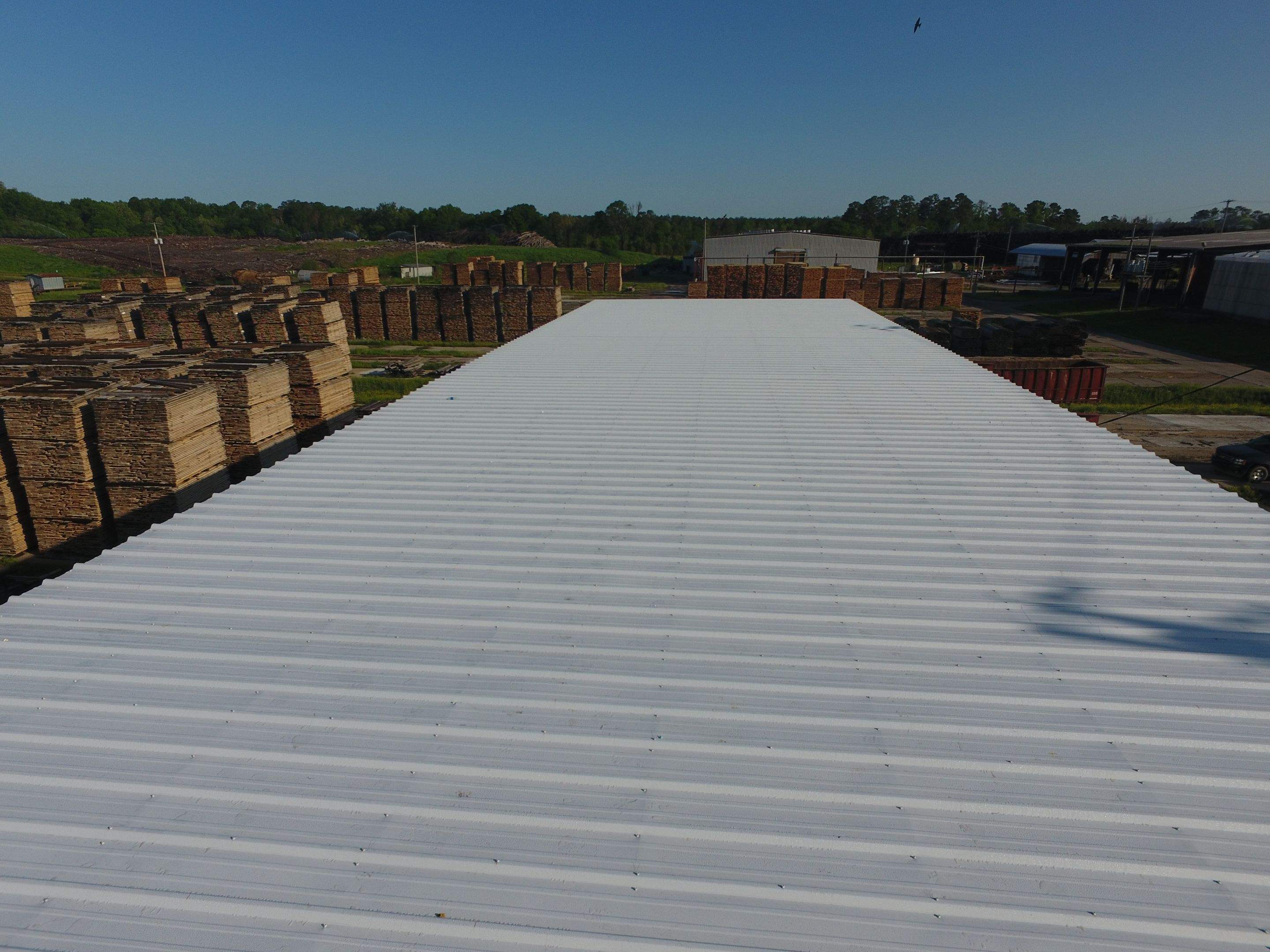 Commercial Roofing Installation using Aluminum Roofing panels by Hostetler Roofing