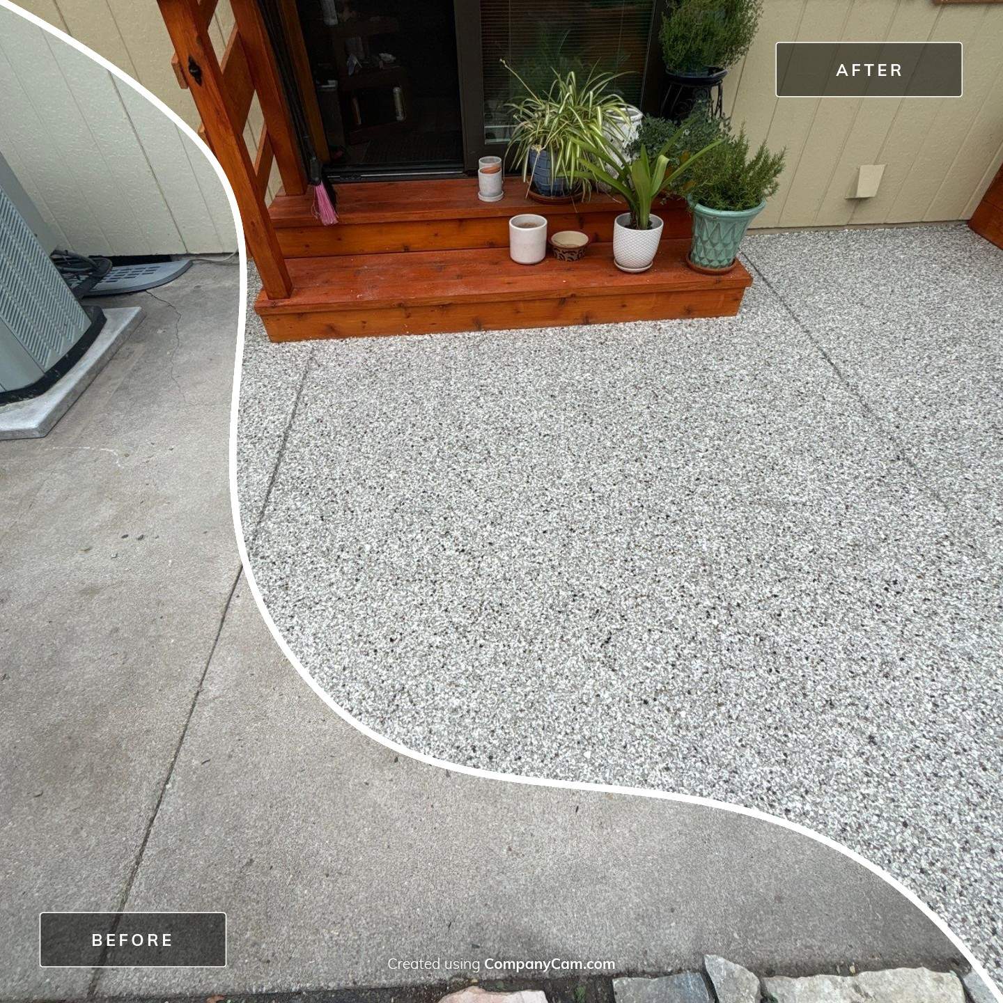 NEW Urban Stone Flake on this Gorgeous Back Patio! by Revival Concrete Coatings