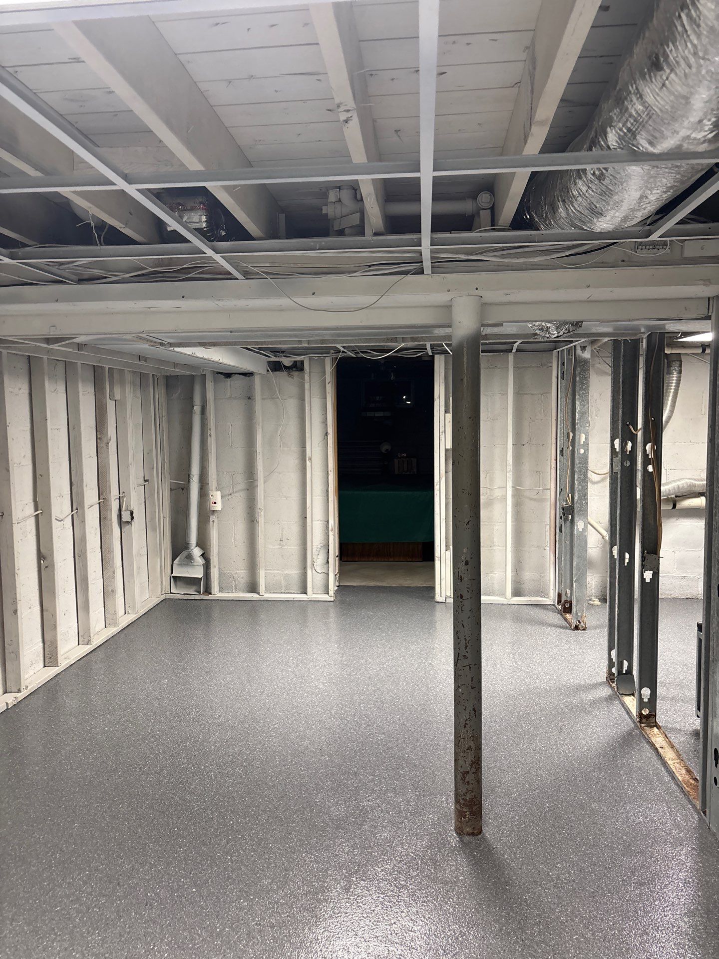Basement Concrete Floor Coating with Penntek Flake System by Spectrum Painting, LLC