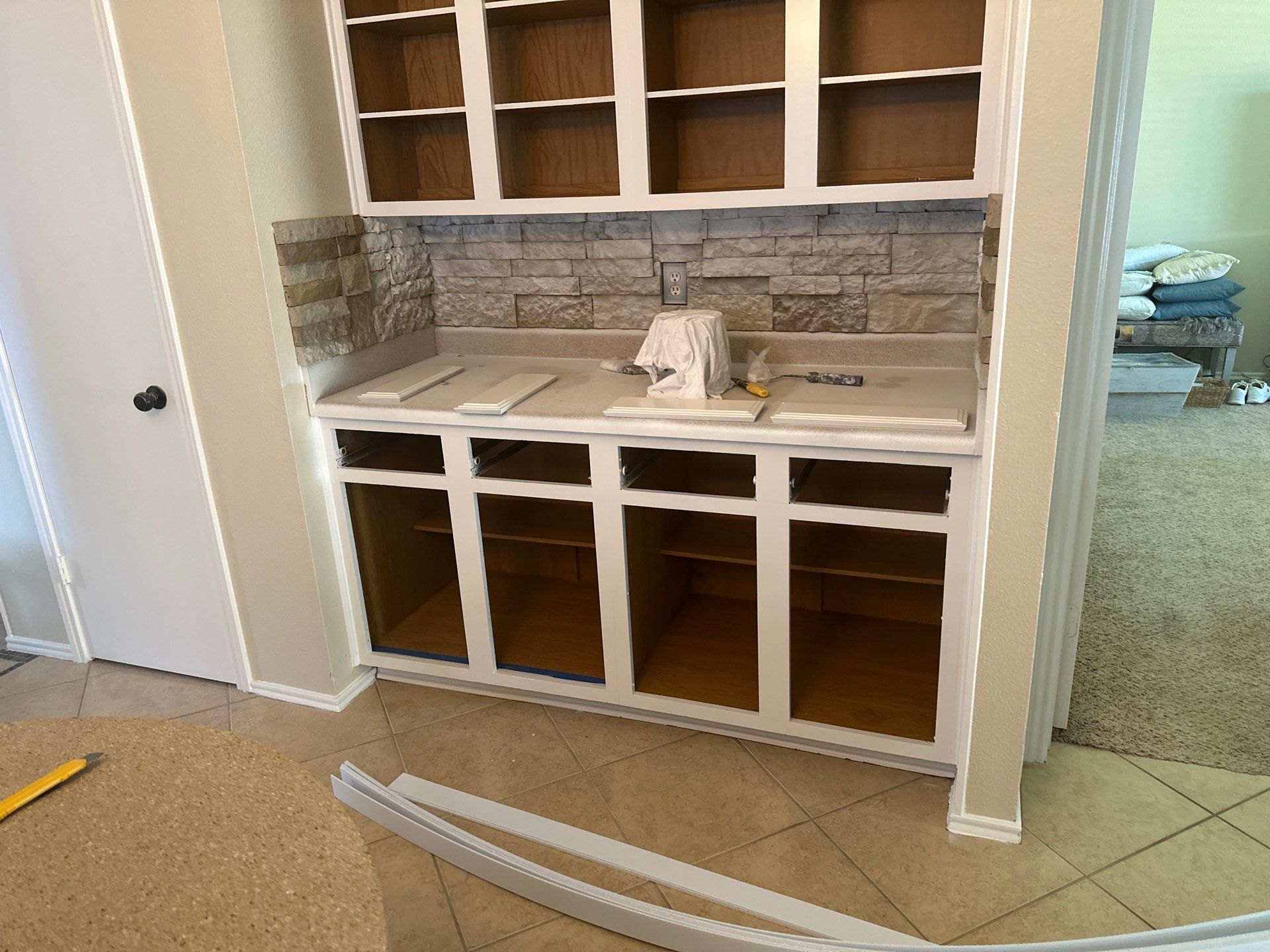 Removed the old stone bulky look for a new fresh upgrade with new Quartz countertops by Mena stone surfaces