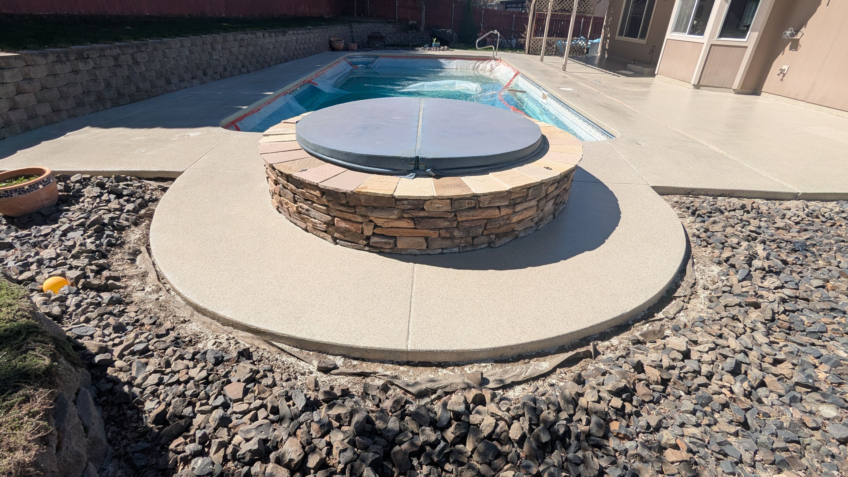 Pool Deck Transformation using Stone/Marble Hybrid by Croc Coatings, LLC