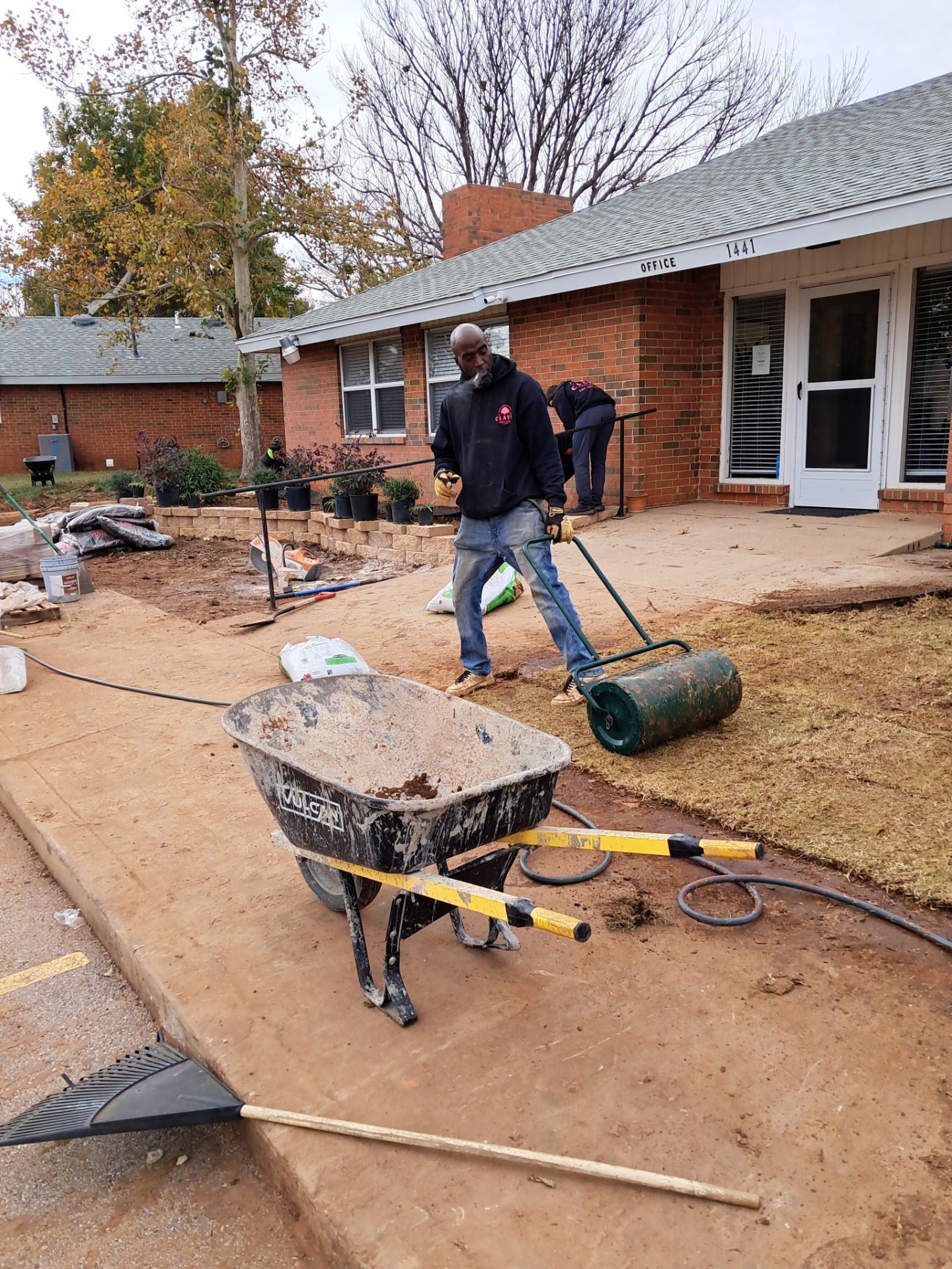 Concrete work, Landscape work, Sod work, and Irrigation work. by Clays Services Inc