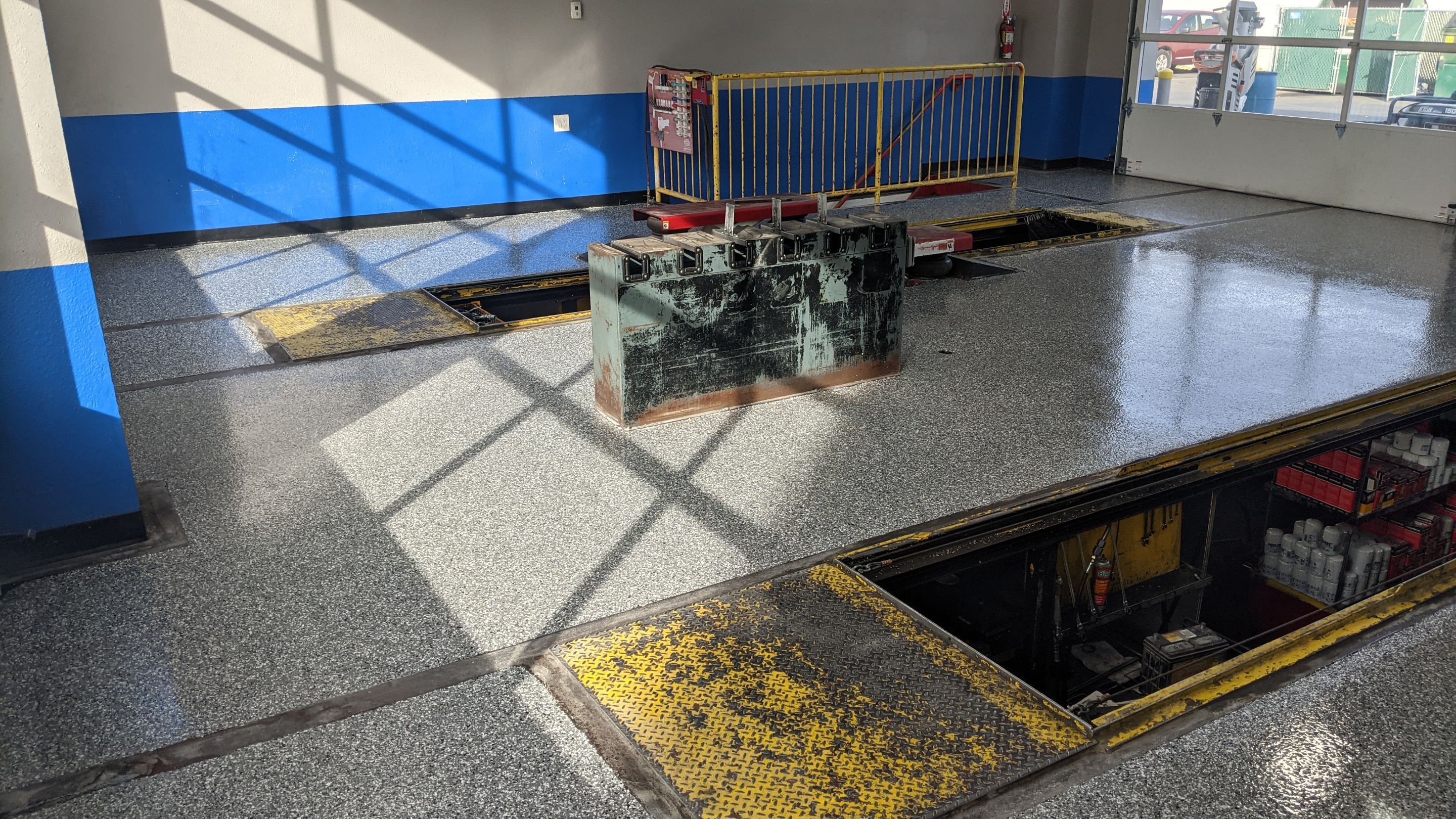 Commercial Floor Transformation using Slate Stone by Croc Coatings, LLC
