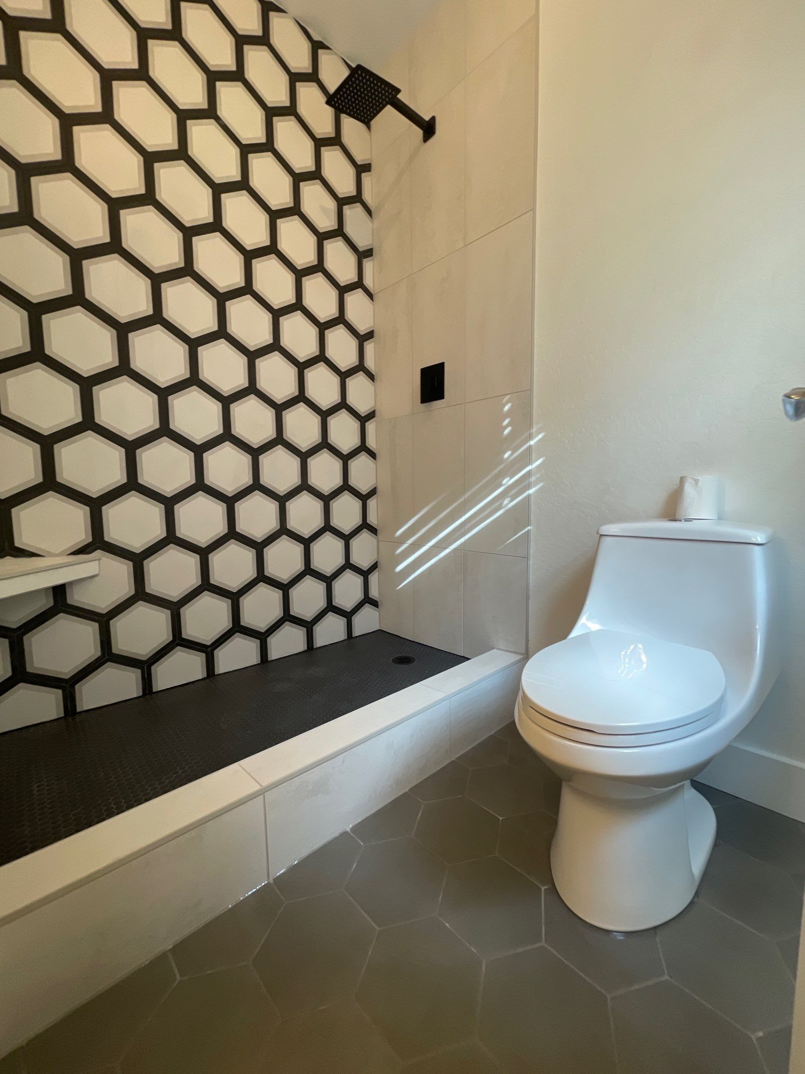 New Shower, Bathroom Floor and Countertops by Footprints Floors of Chandler