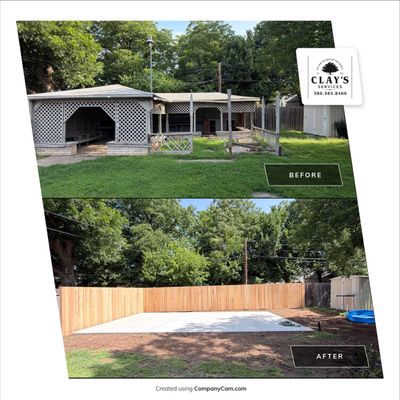 Demo , Concrete Pad, And Cedar Fence