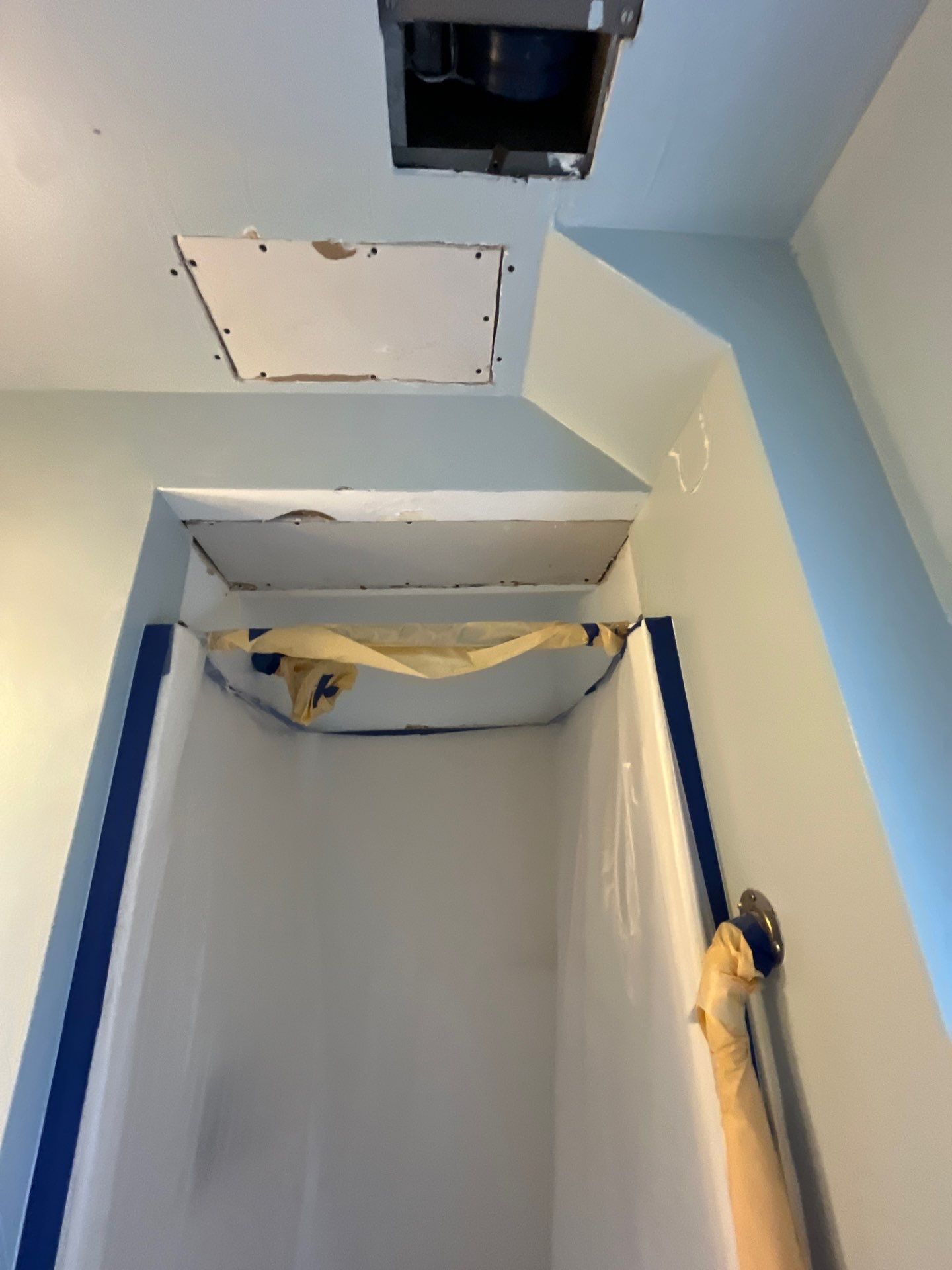 Bathroom-drywall repair and repaint by Herrera’s Bay Area Painting inc.