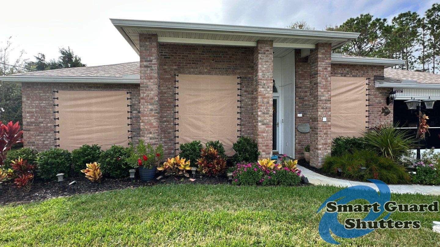 Hurricane Fabric in Tan by Smart Guard Shutters