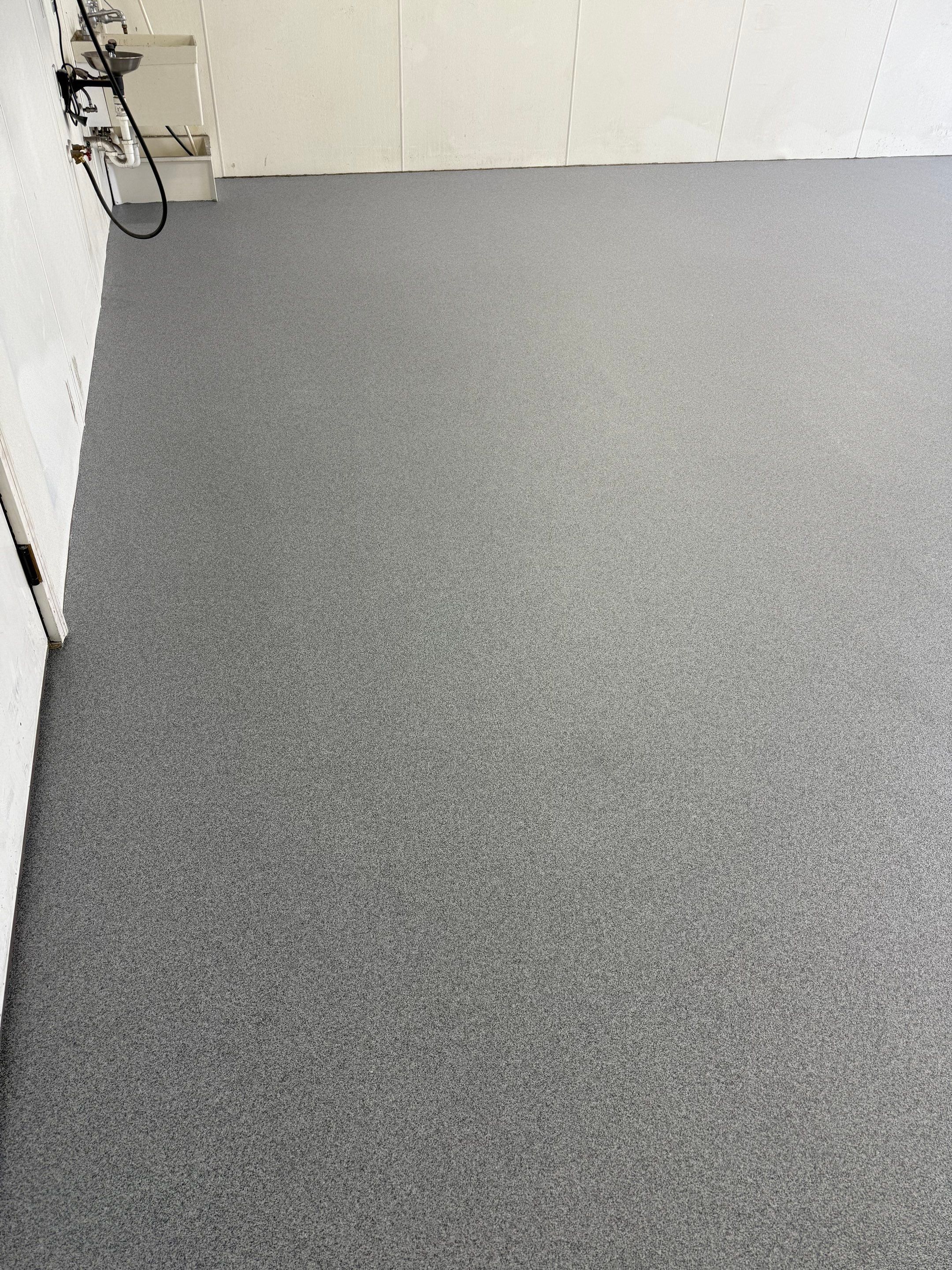 Commercial Grey Speckled Epoxy Floor Coating for Industrial Workshop by Select Painting, Coatings & Garage Cabinets