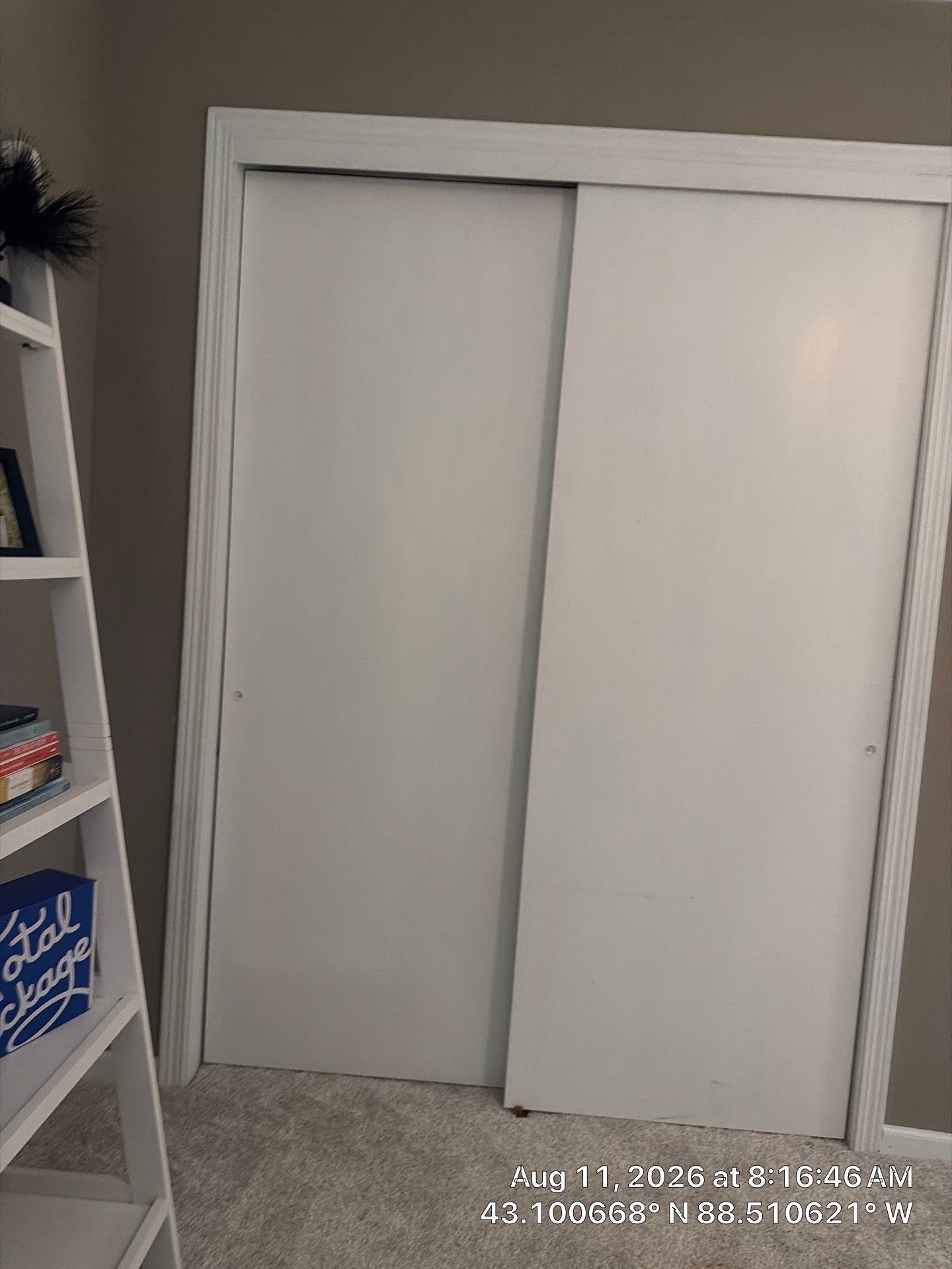 White Sliding Bypass Closet Door Installation in Oconomowoc by CompanyCam Sales Demo