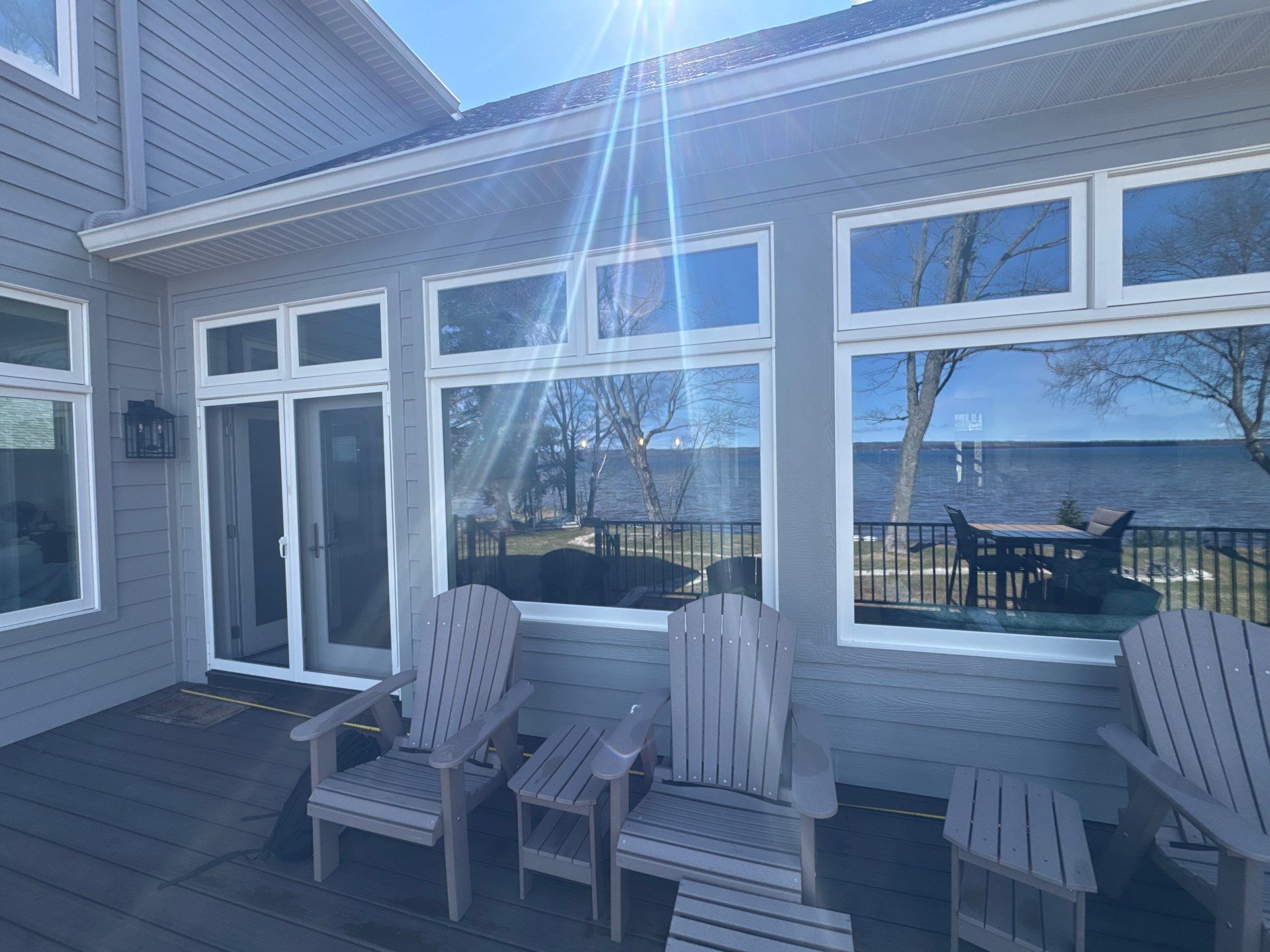 Sunesta Retractable Awning Installation for Sault Sainte Marie Lakeside Deck by Rainbow Seamless Systems