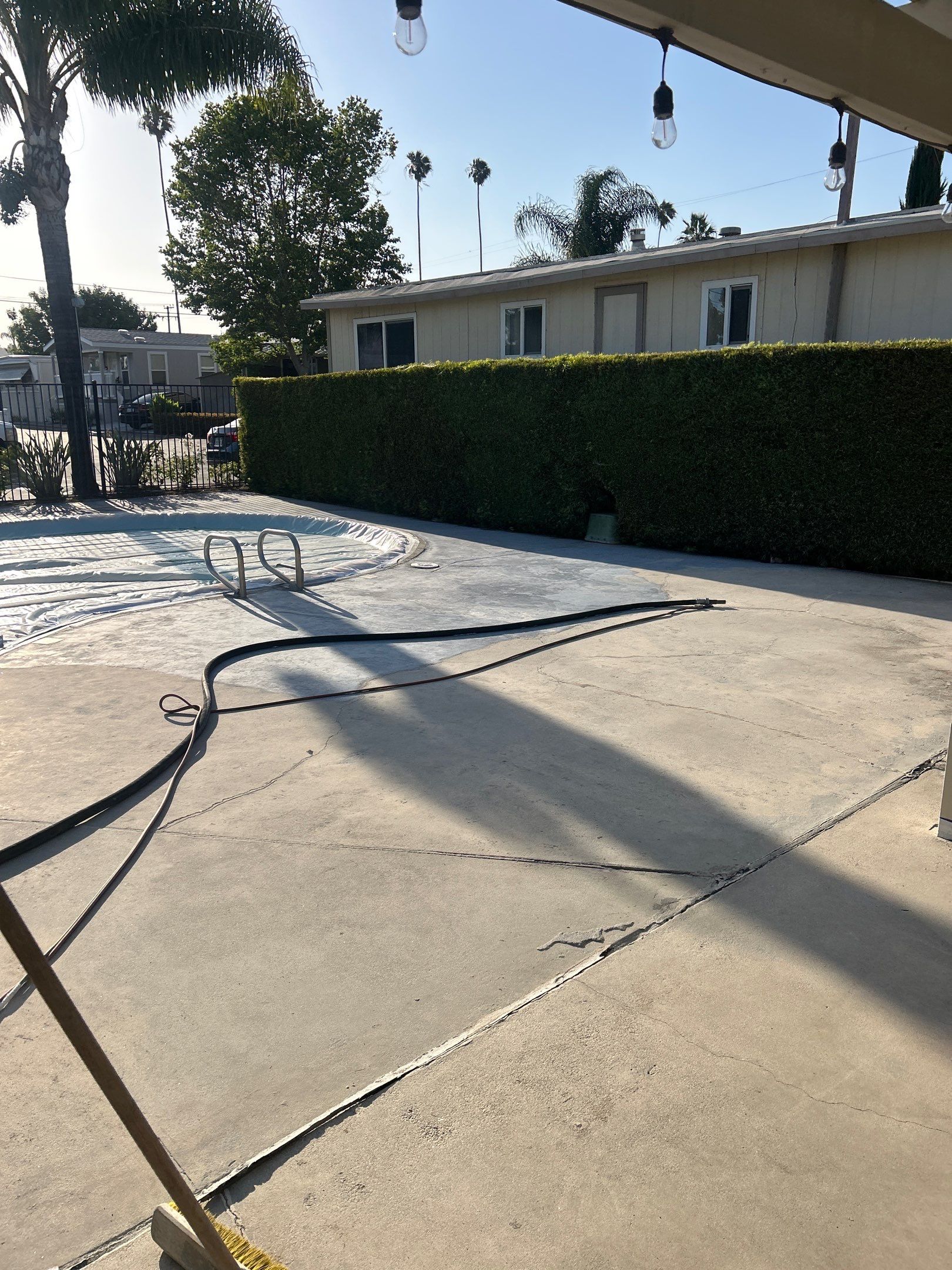 Sandblasting Paint Off Concrete Pool Deck In Rancho Cucamonga, CA by La Power Washing Inc
