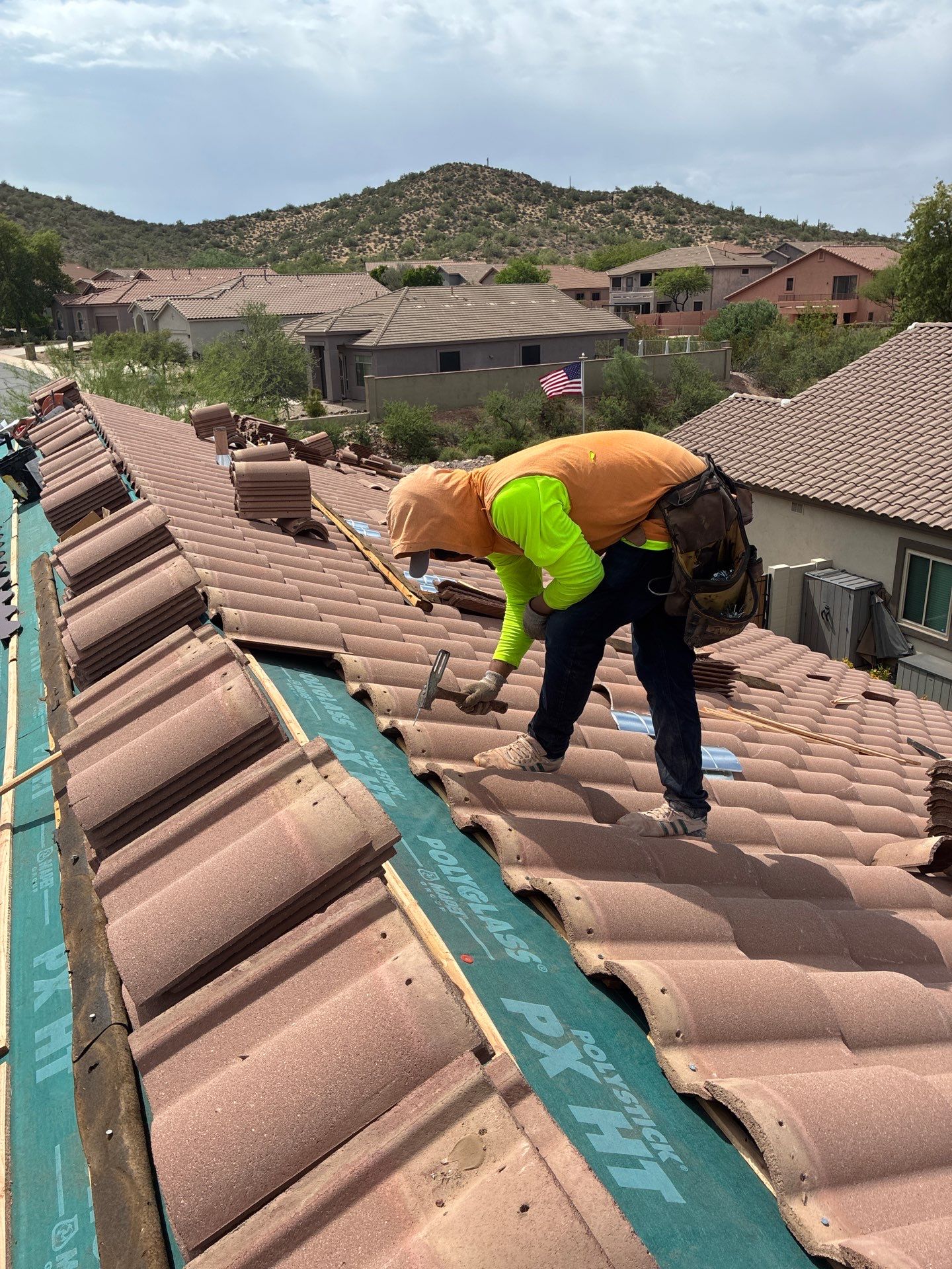 Residential Roof Install using Concrete Tiles in Gold Canyon by Weather-Tite Roofing