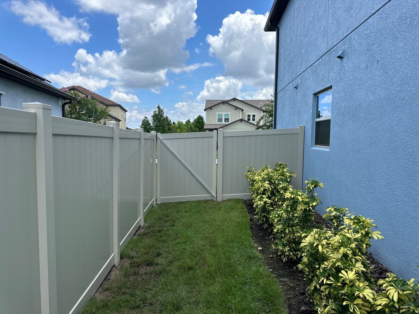 Vinyl Fence Installation using Tan Vinyl Privacy Fence by Asap fence and gates, LLC