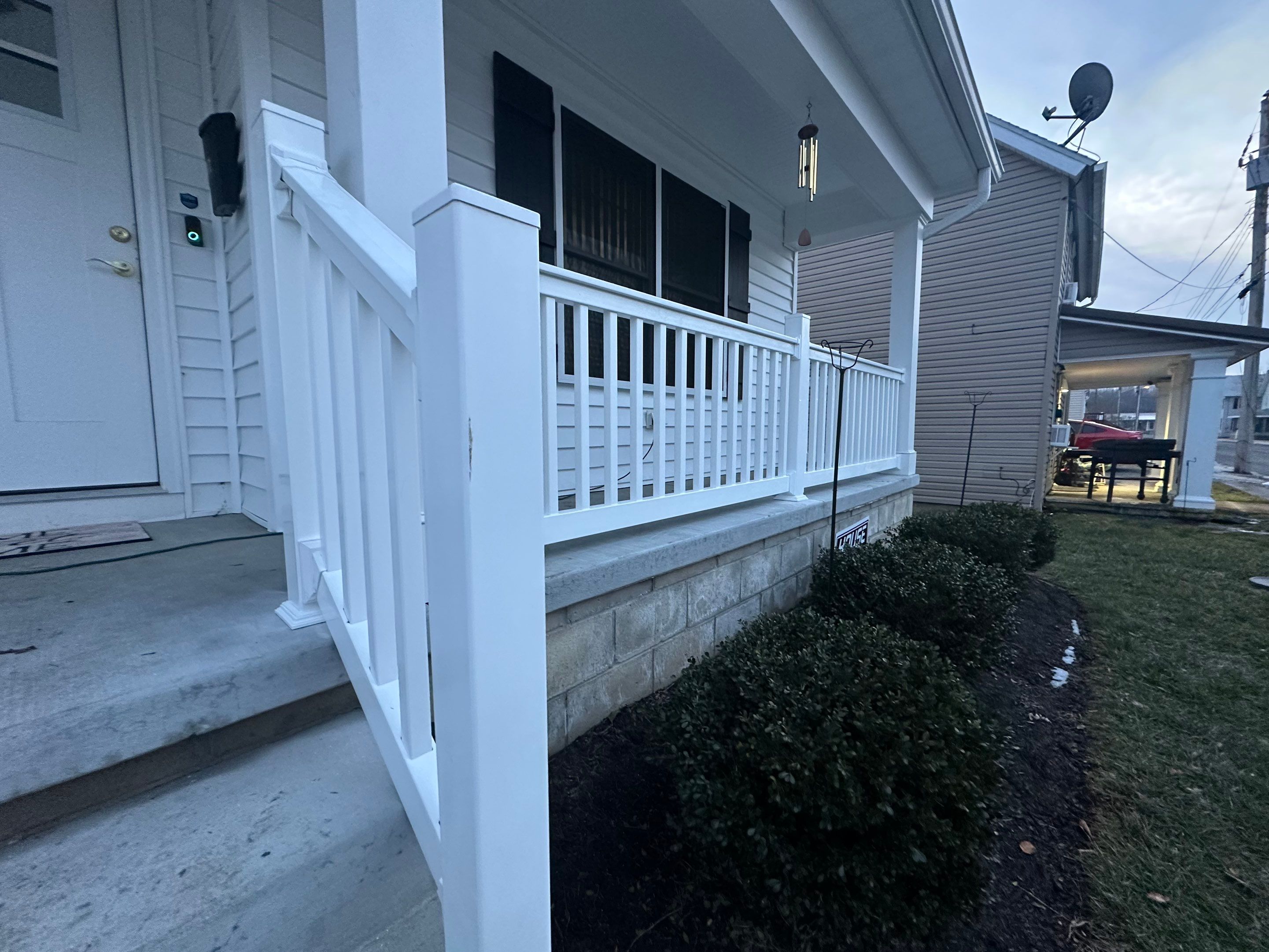 Shower Door and Outdoor Railing Installation in Harrington by Gc Makeovers 