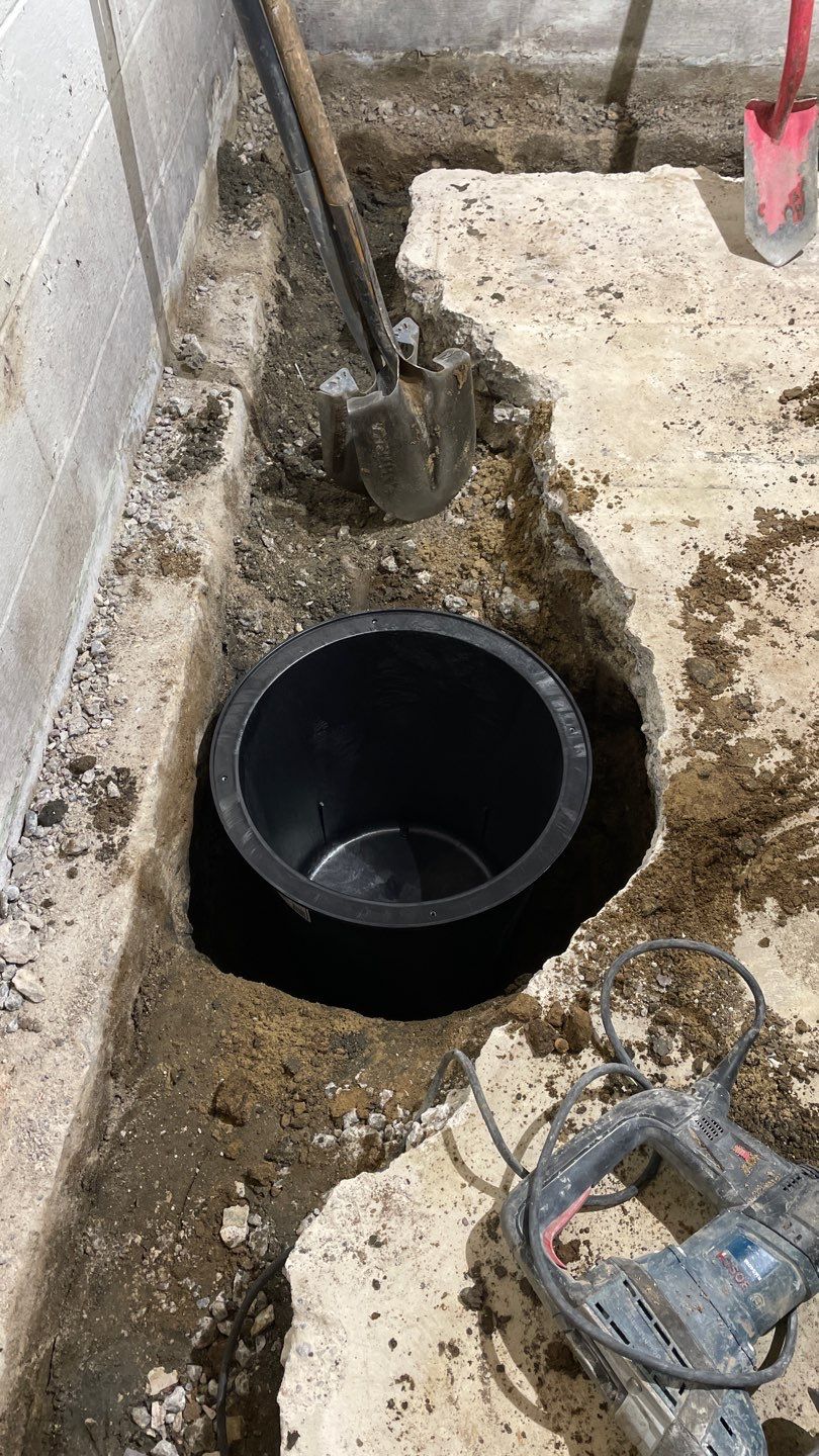 Drain tile & a sump pump for Ruth by Waterproofing Northeast