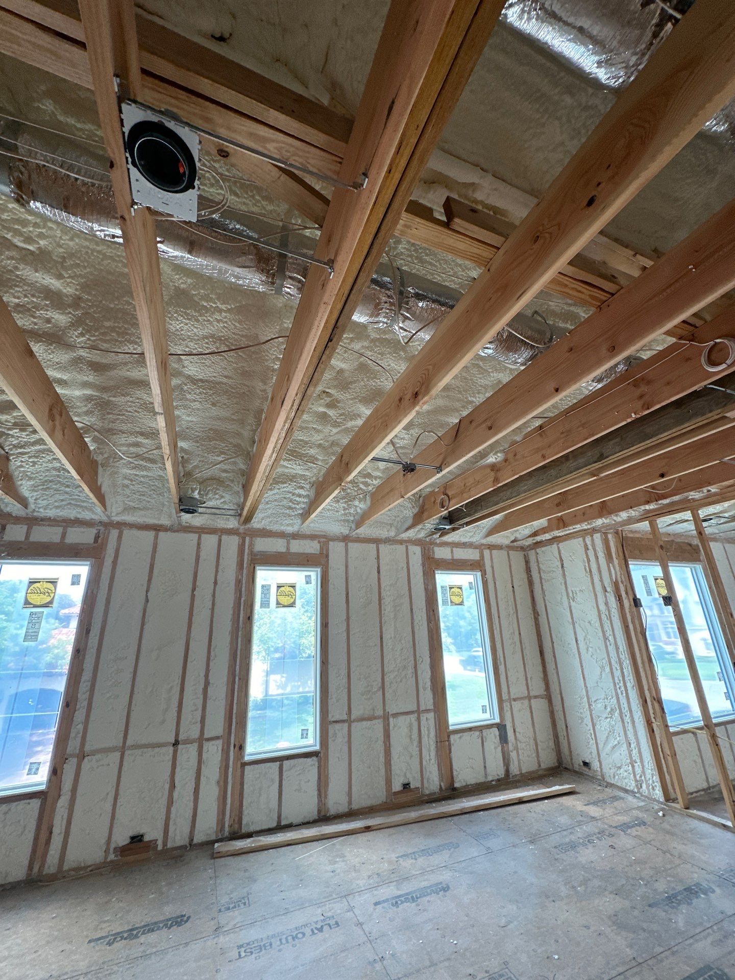 Open cell spray foam job completed at this beautiful custom home in Dallas TX by Apex Insulation Solutions