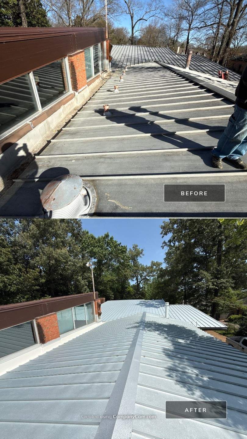 Residential Standing Seam Metal Roof and Membrane Replacement in Memphis by Revival Roofing Services
