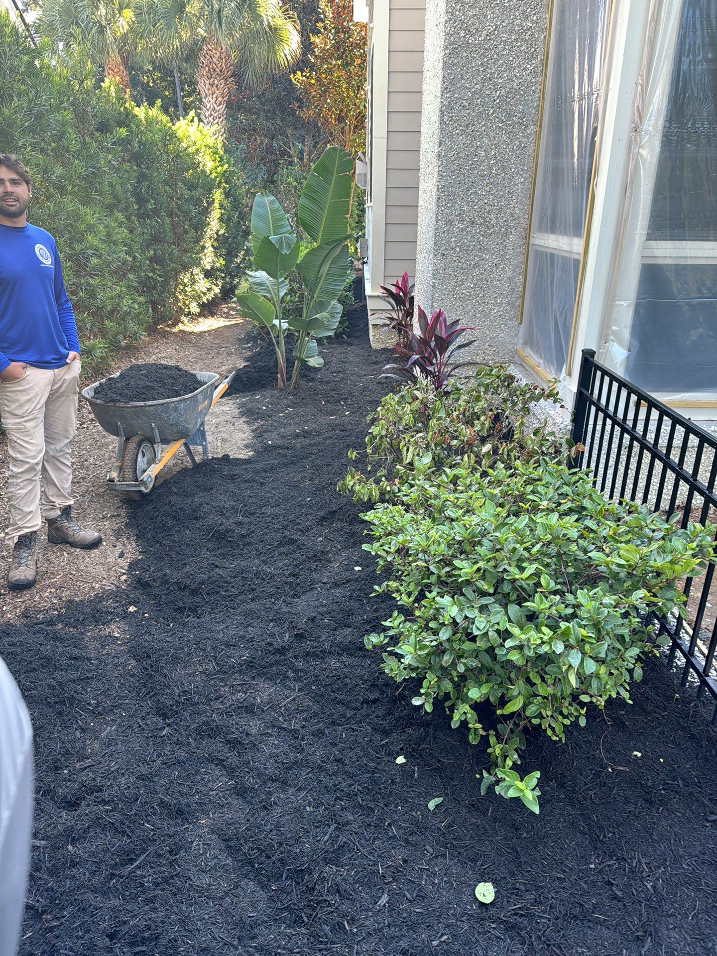 Herringbone Brick Paver Driveway and Custom Landscape Installation in Bluffton by Lowcountry Scapes, LLC