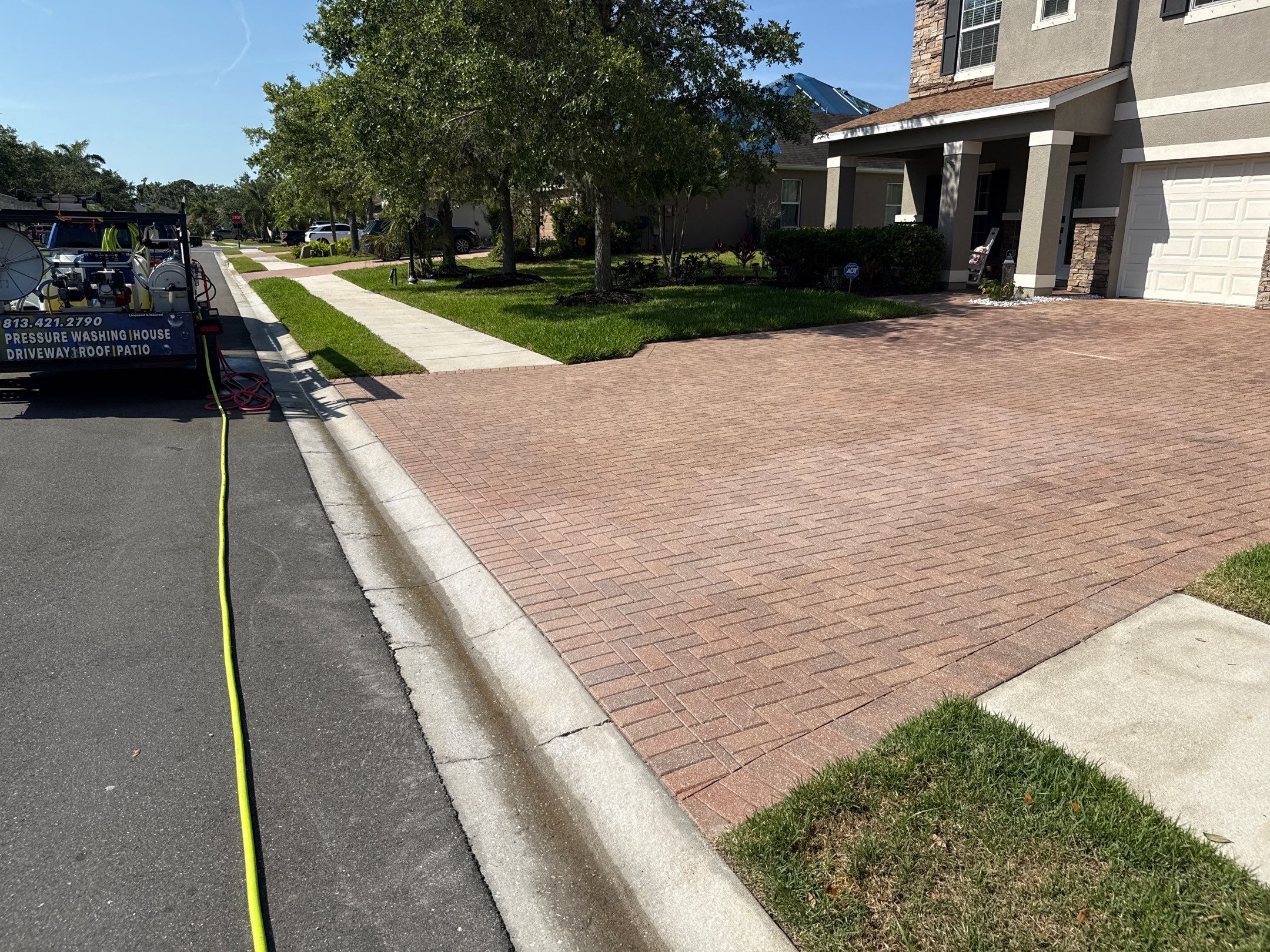 Paver Driveway & Rust Stain Removal – Oakleaf Hammock Community, Ellenton, FL by Sunshine AquaWash