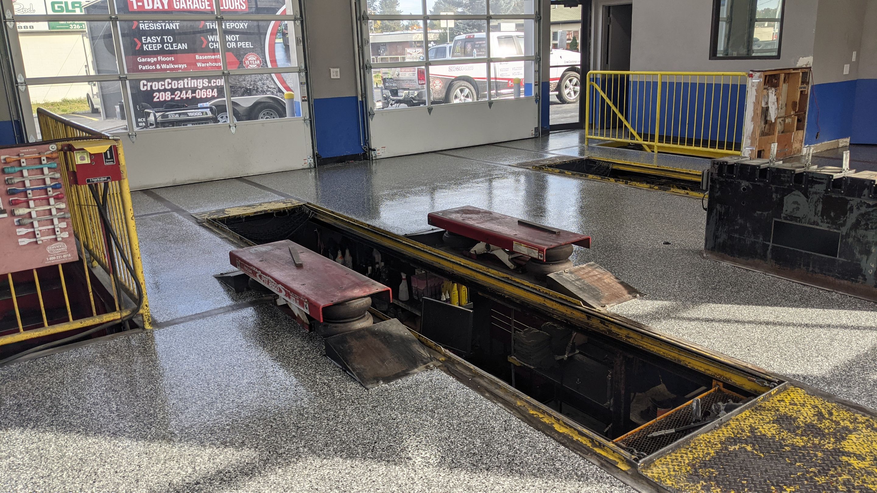 Commercial Floor Transformation using Slate Stone by Croc Coatings, LLC