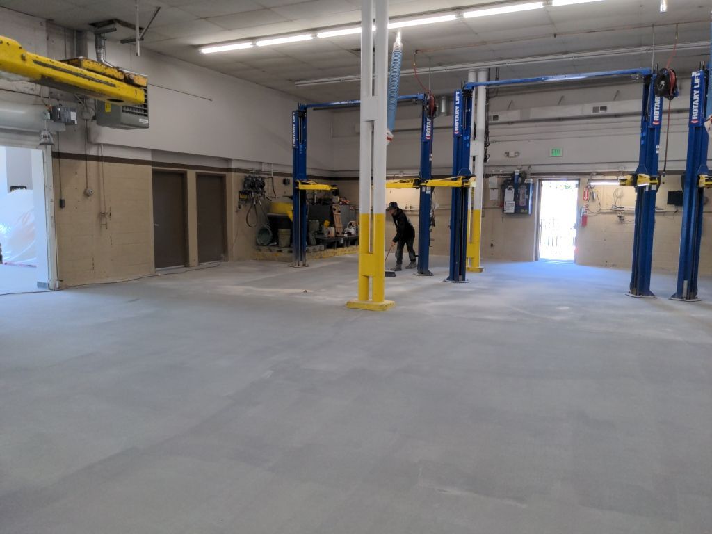Commercial Floor Transformation using Penntek Shop Floor System by Croc Coatings, LLC