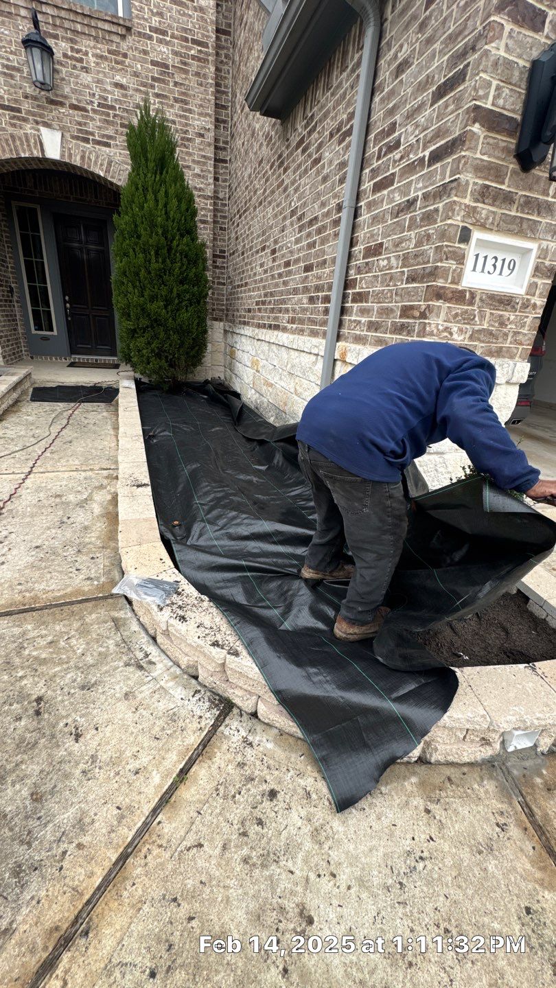 🌿✨ Darlene & Andrew’s Amazing Curb Appeal Transformation  Some projects are more than just landscaping—they’re a conversion of curb appeal from the ground up. For Darlene & Andrew, Alejandro and the Texas Urban Team designed and delivered a complete solution that reshaped their flower beds, solved drainage challenges, and gave new life to the sideyard.  💡 From planning to execution, every step was tailored to build both beauty and functionality:  🌸 Flower Beds, Reinvented  Demolition of old beds, plants, and mulch.  Fresh soil preparation, weed protection, and a brand-new retainer wall built with hand-cut stone and decorative caps.  Carefully selected plants and garden mix to ensure health and visual harmony.  💧 Drainage & Irrigation Upgrades  Outdated corrugated pipes replaced with PVC drainage lines to carry water safely away from the foundation.  New irrigation system combining drip lines and sprinklers—watering plants while keeping the house walls protected.  Sideyard drainage extended with catch basins and PVC piping to prevent water pooling and foundation stress.  🚶 Functional Sideyard with Walkway & Trash Area  Graded and leveled sideyard to manage runoff.  Installed a modern gravel and paver walkway for easy access.  Built a firm and tidy concrete-paver pad for trash containers—making the space both practical and polished.  🛠️ Stonework & Craftsmanship  Every stone in the retainer wall was cut, set, and secured by the team of handcrafters, ensuring a durable build that doubles as a design statement.  ✅ Outcome: Darlene & Andrew’s property now has better drainage, a clean and organized sideyard, and elegant new flower beds—all designed for long-term durability and lasting beauty.  📢 Before hiring anyone, review our portfolio. Our work speaks louder than words—each project is a blend of function, protection, and design crafted to last. by Texas Urban Elements