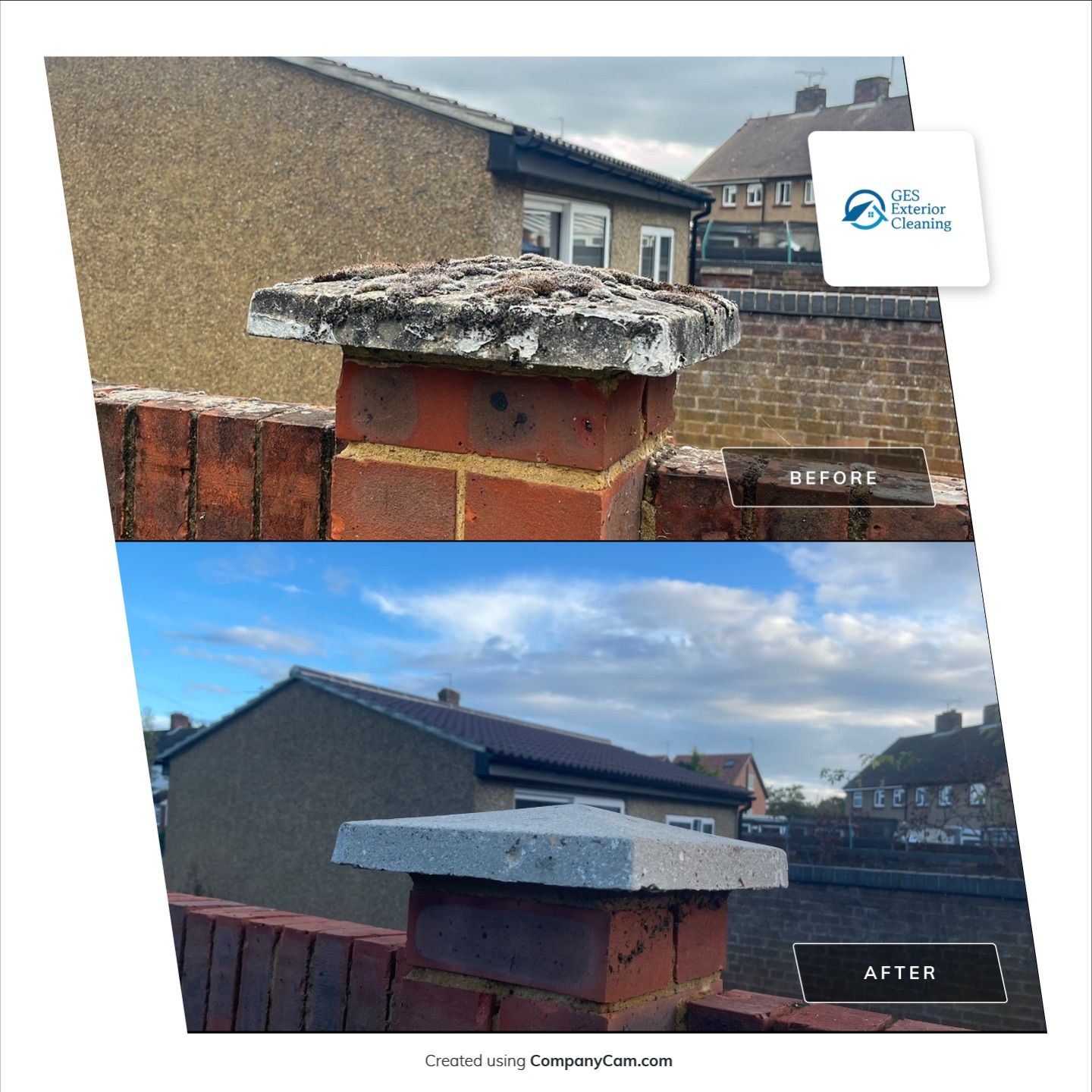 Roof Clean and Coping Stones using Honda 15lpm Low Pressure Washing Machine by Ges Exterior Cleaning ltd