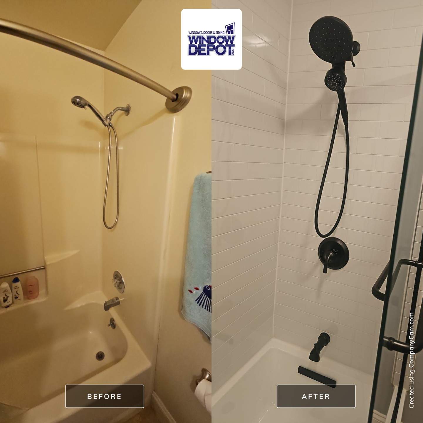 Bathroom Remodel using Samuel Mueller Shower kit by Window Depot of Annapolis