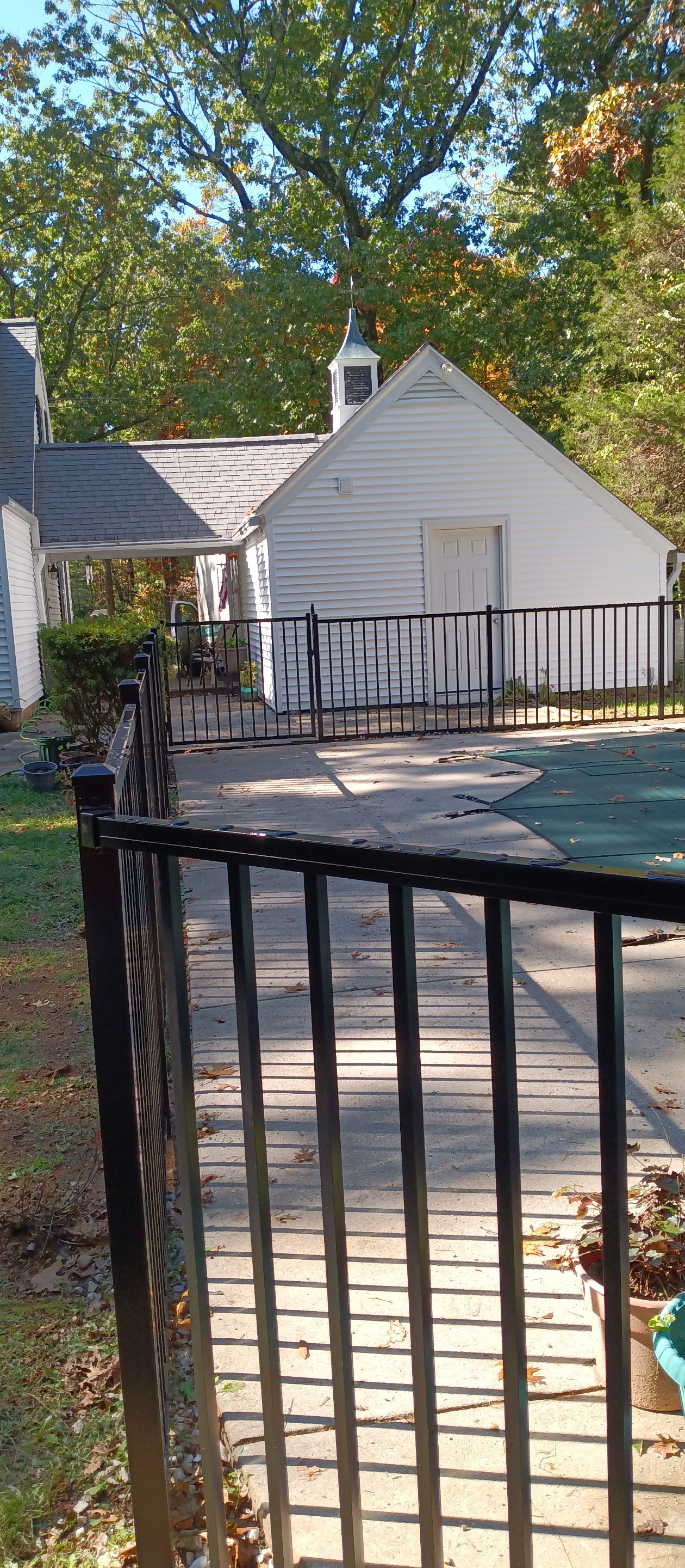 Replacement Aluminum pool fence with matching gate in Black by DiGiorgi Roofing and Siding Inc