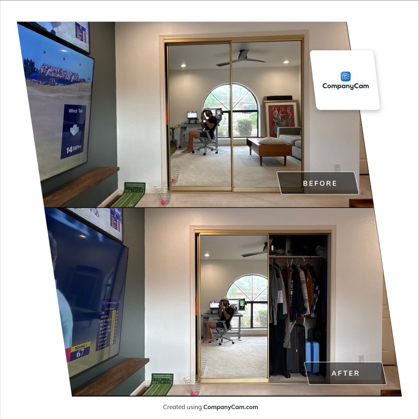 Modern Interior Renovation with Custom Accent Wall and Mirror Installation by CompanyCam Sales Demo