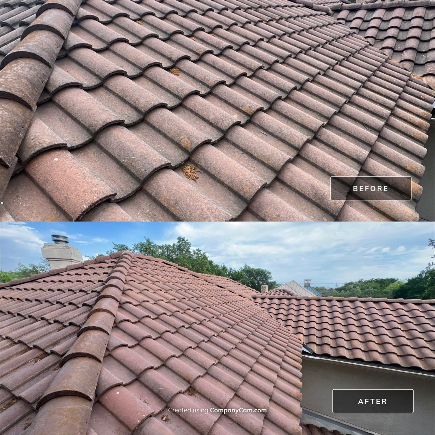Tile Roof Wash Project in San Antonio by Bright Choice