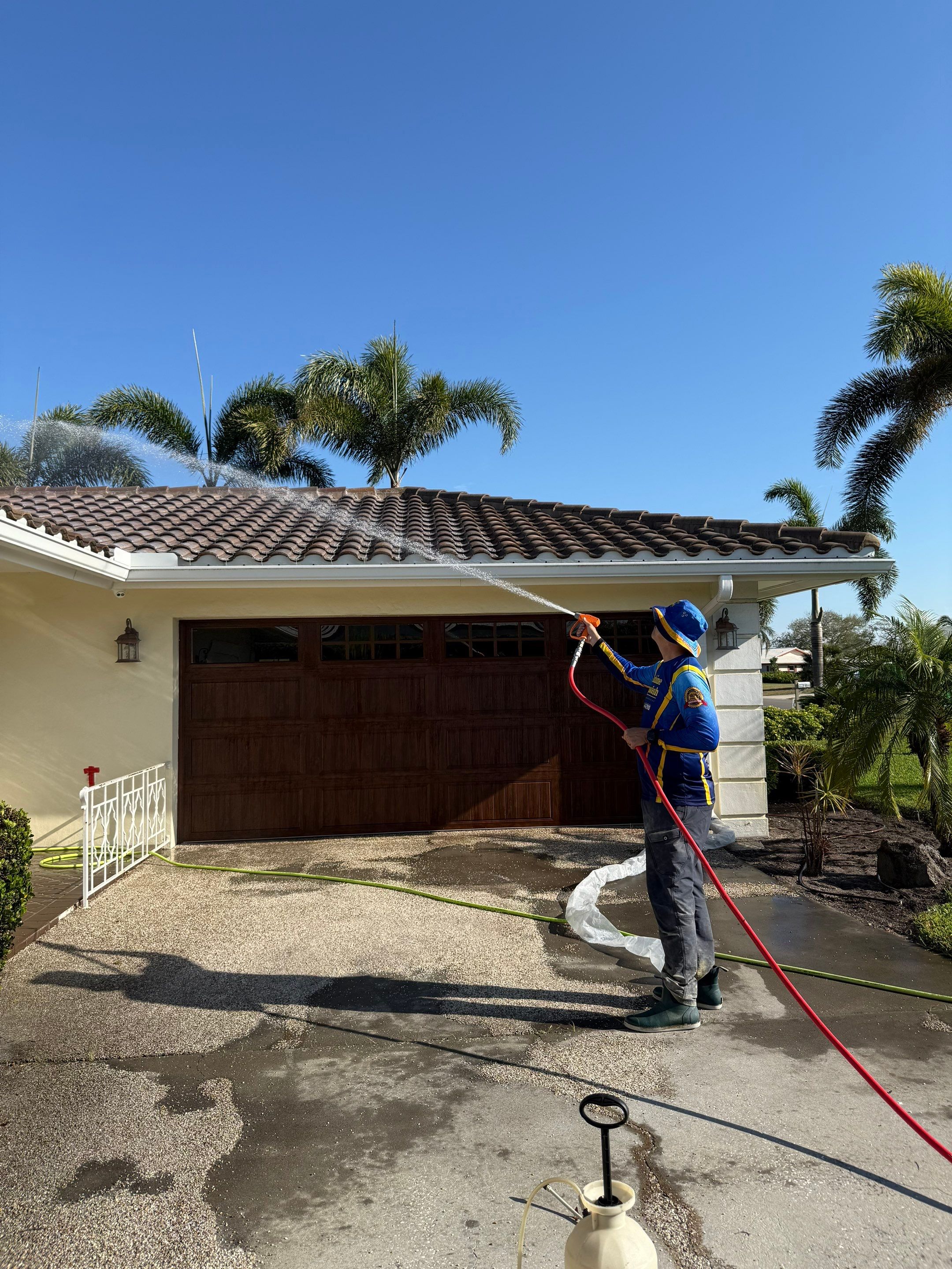 Concrete Tile Roof Cleaning in Village Green – Bradenton, FL | No Walking on Tiles! by Sunshine AquaWash