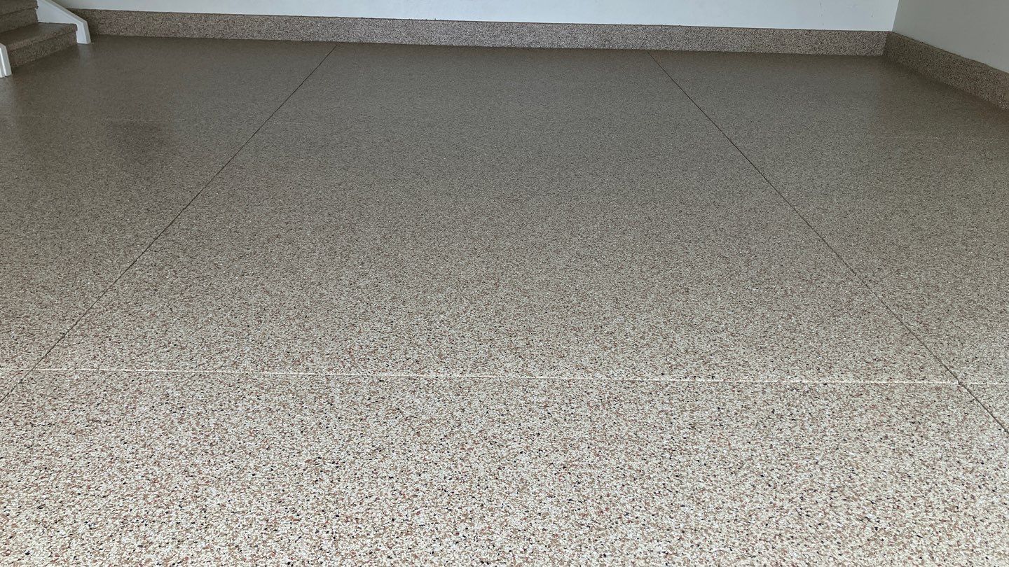 Pecan Floor Coating in Granger! by Innovative Spaces / Innovative Concrete Coatings