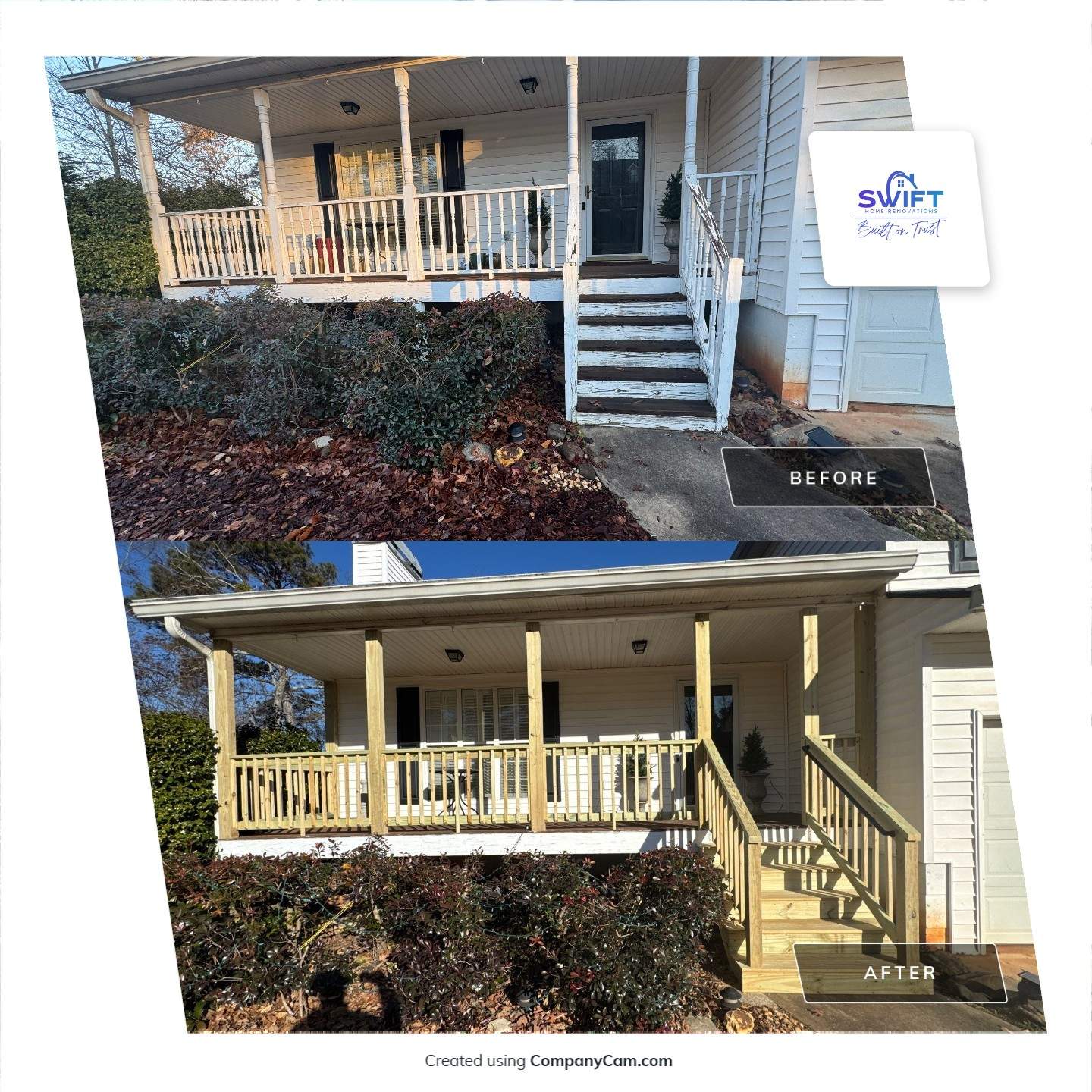 Pressure-Treated Porch Railing and Staircase Upgrade in Cumming by Swift Home Renovations