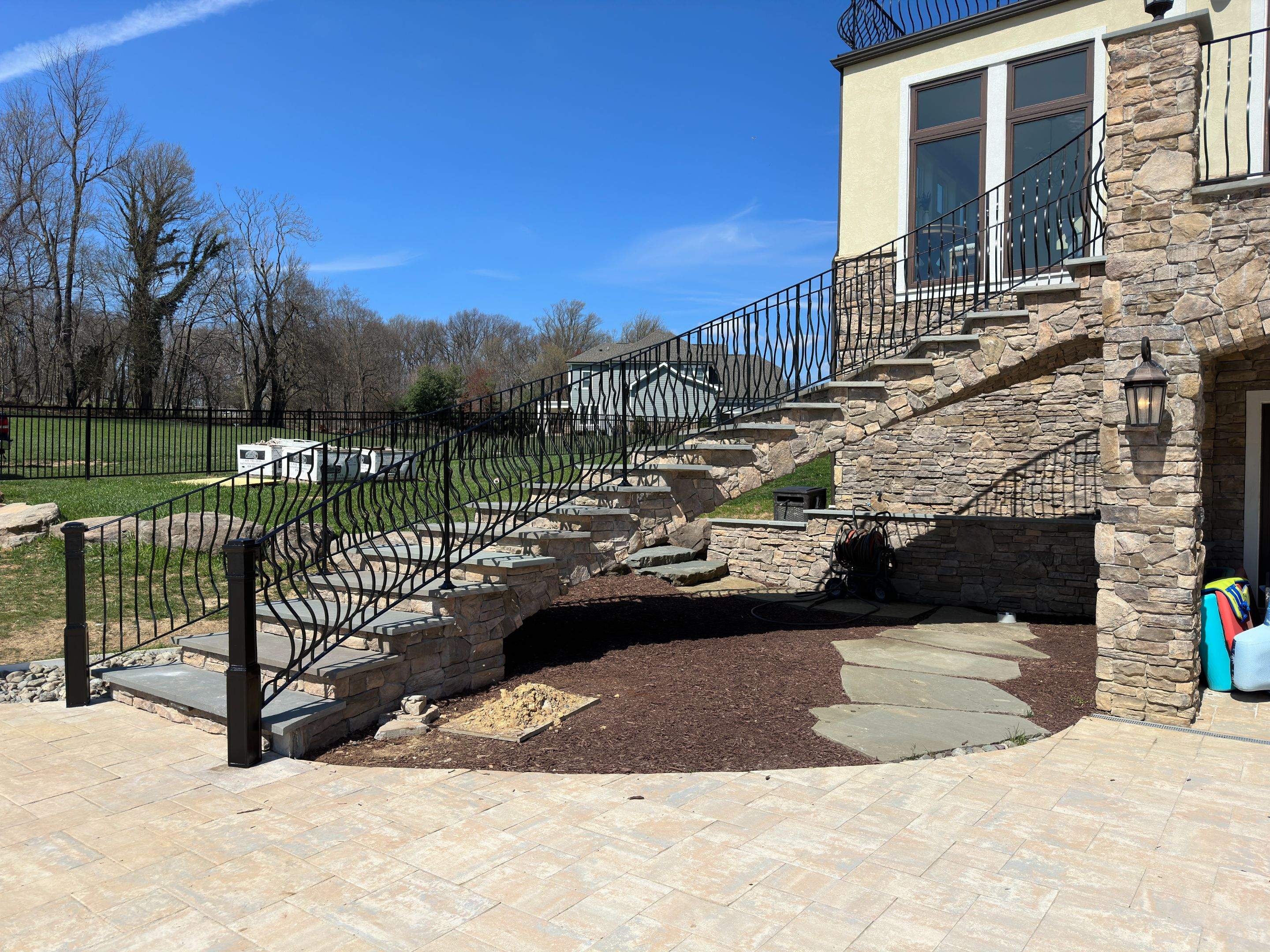 Ornamental Exterior Stair Railings – Custom Slate Surface Mount – Ijamsville, MD by Capitol Iron Works