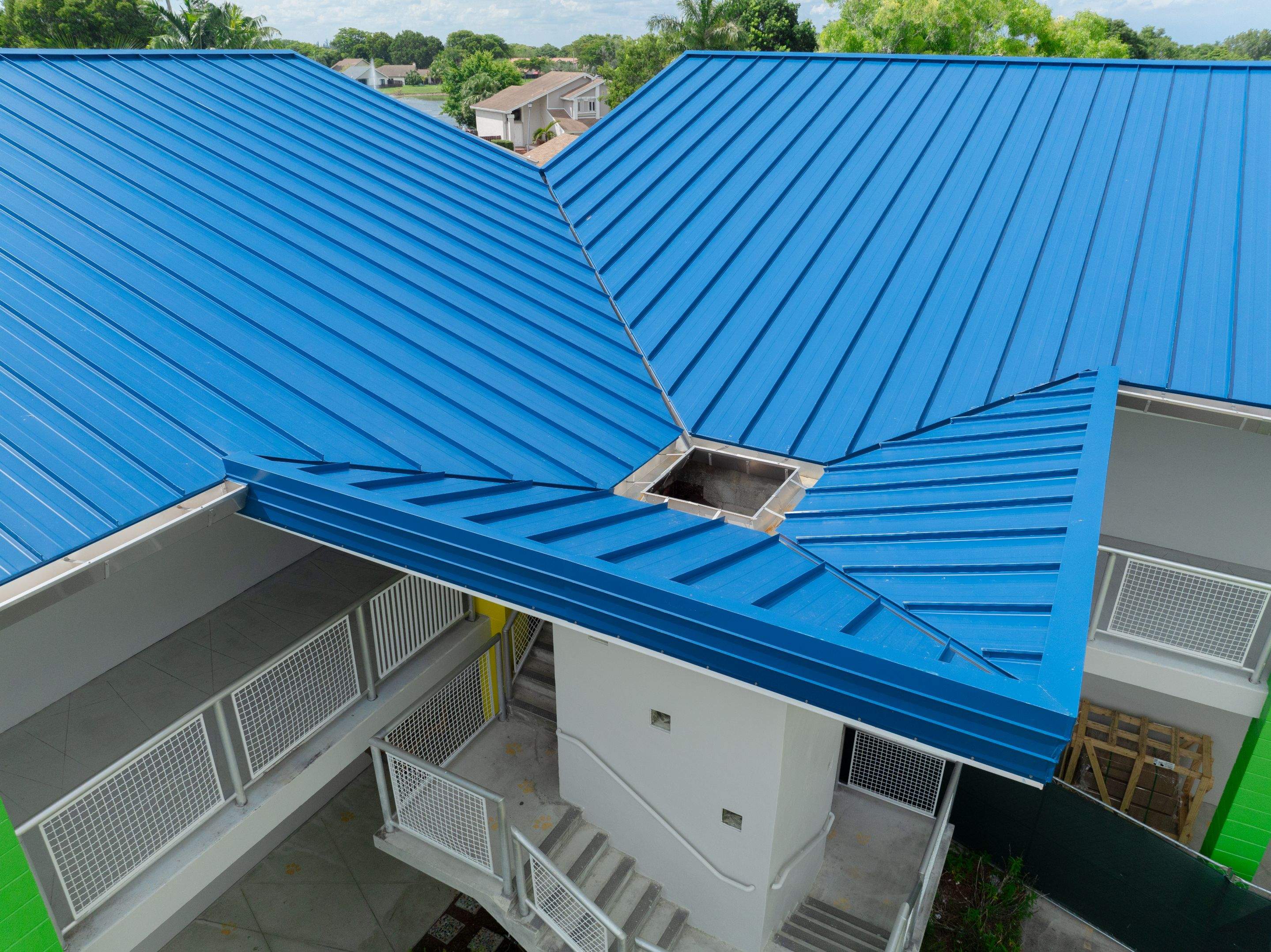 24ga 1.5" Mechanical Seam Slate Blue by Total Roofing System The Metal Roof Experts