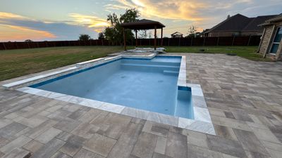 Modern Geometric Pool with Tanning Ledge