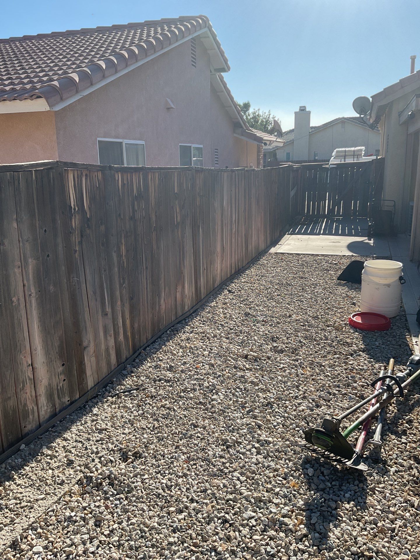 6ft White and Tan Privacy Vinyl  by Fence Guys Inc. 