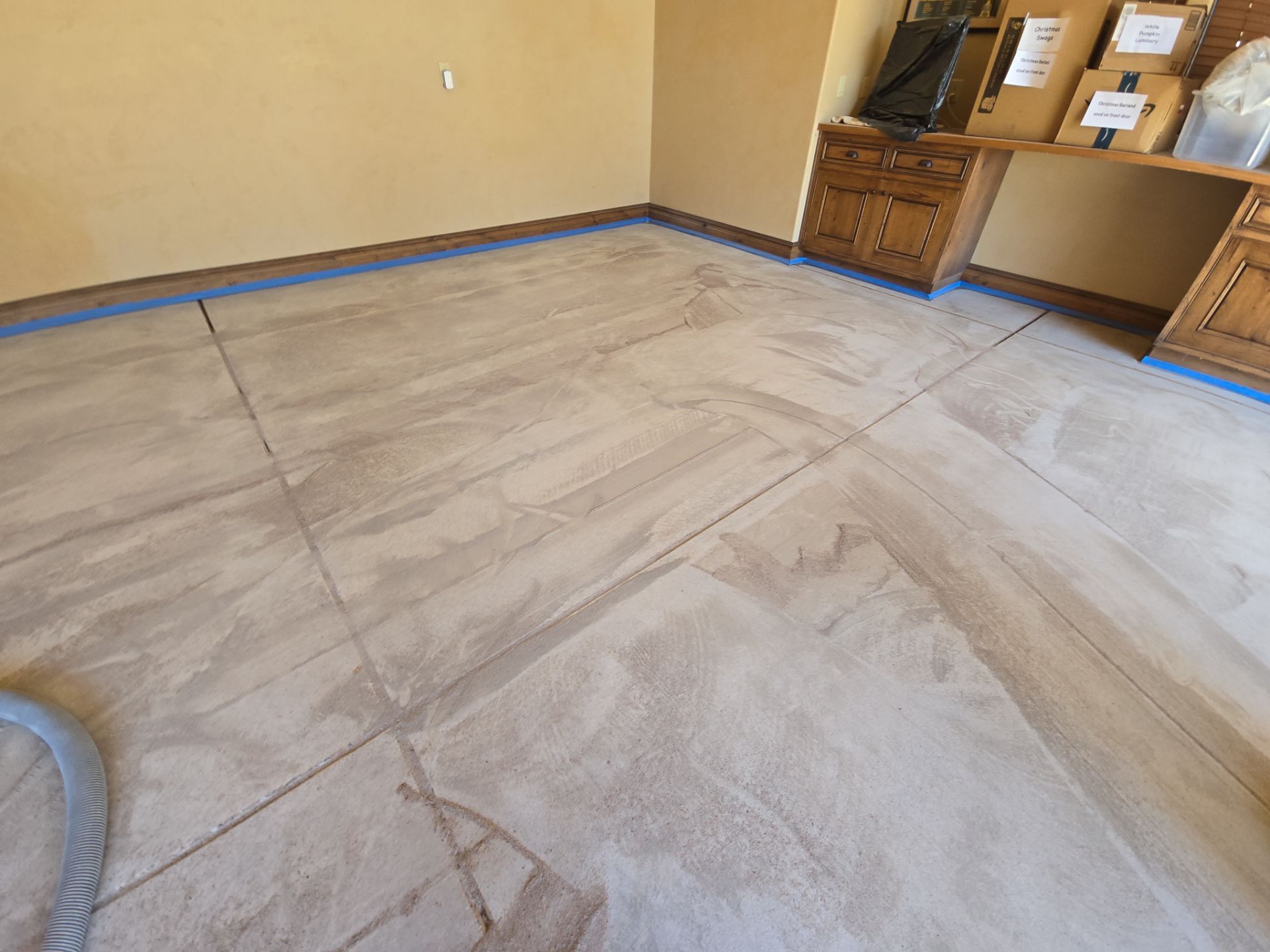 Garage Transformation using Stone/Marble Hybrid by Croc Coatings, LLC