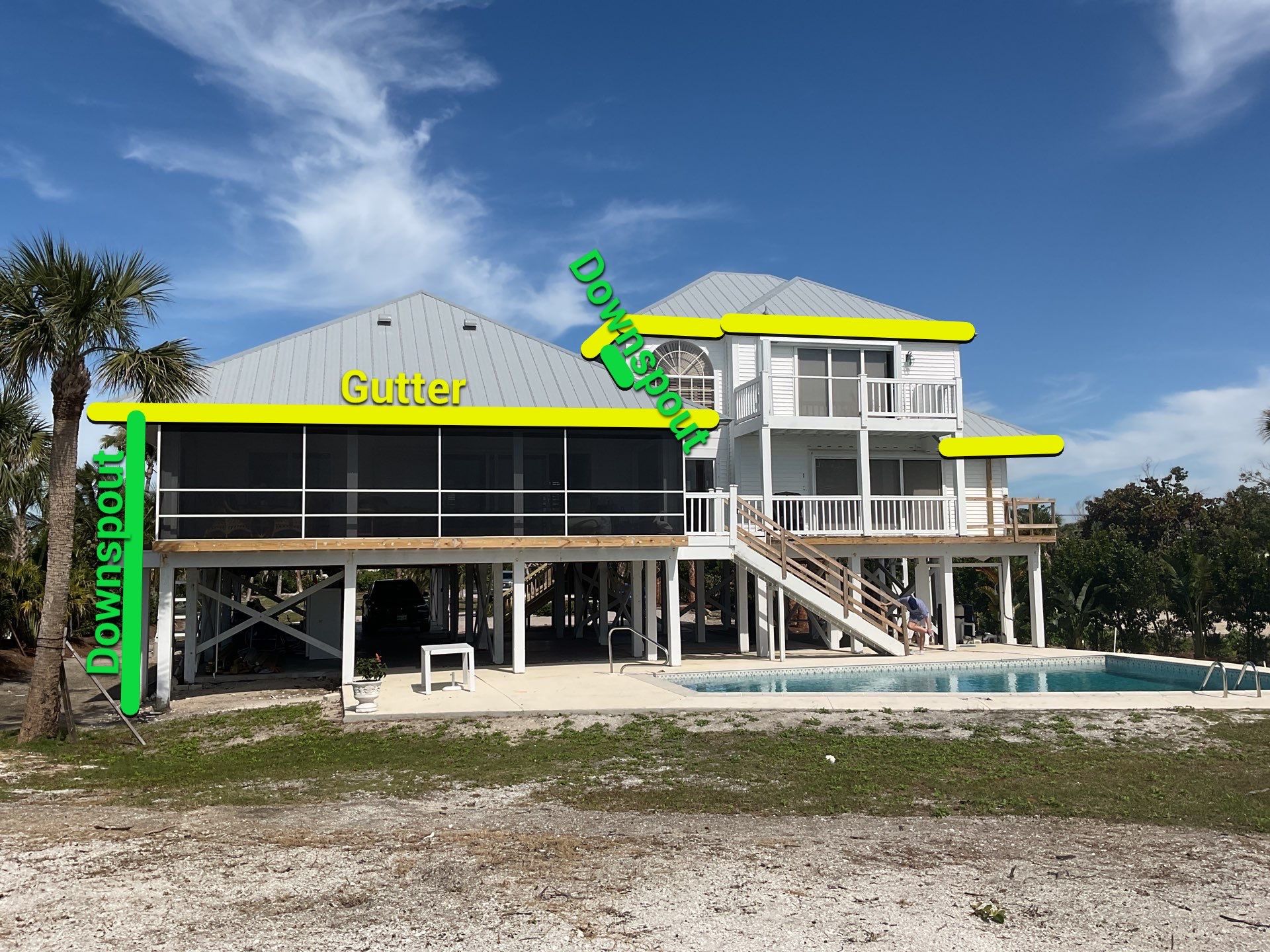 Downspout Installation using Downspout Extension in Sanibel FL by Gutter Professors