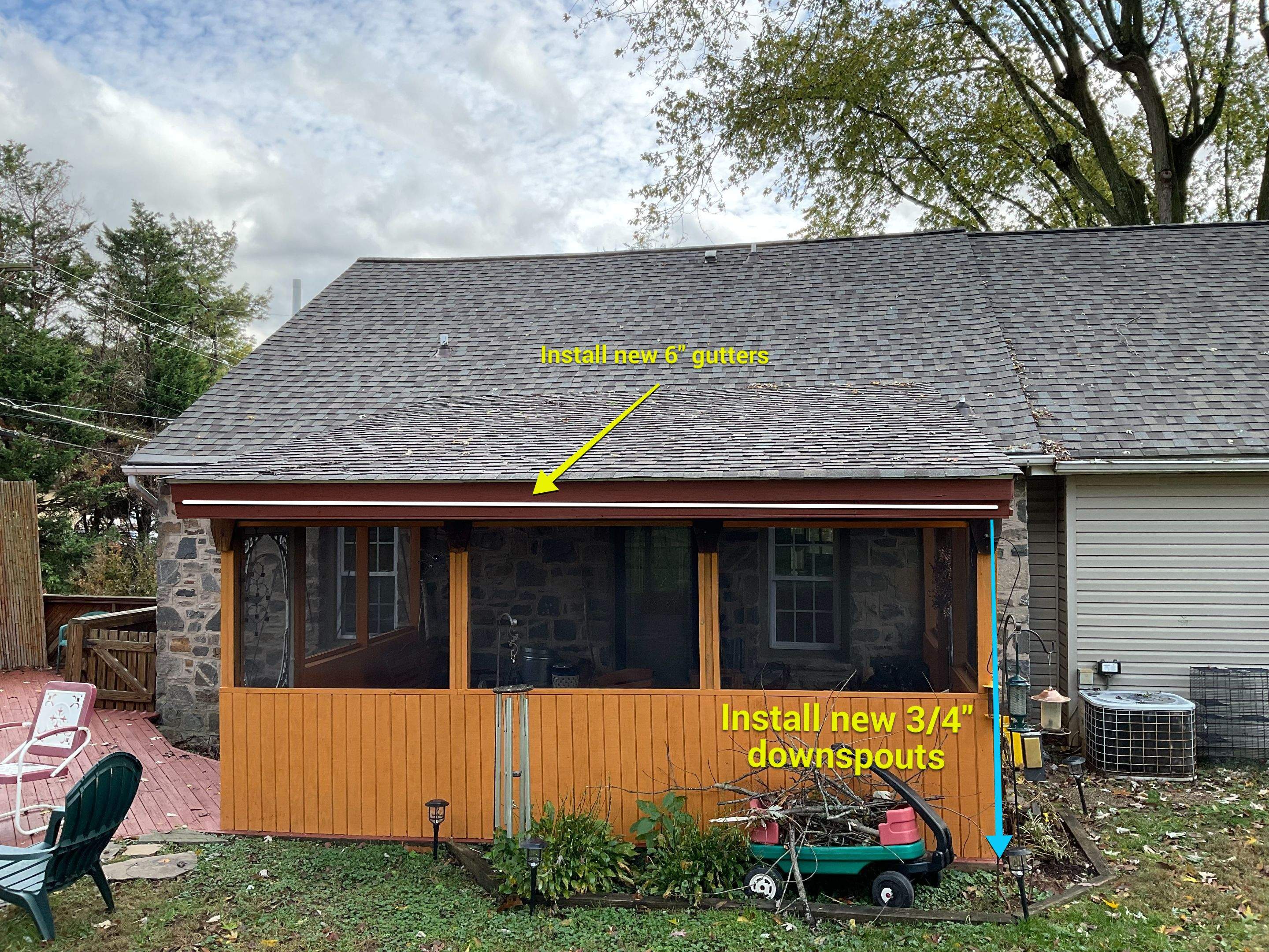 Gutter Installation using 6" Gutters & 3/4 " Downspouts by Alpha Design Services