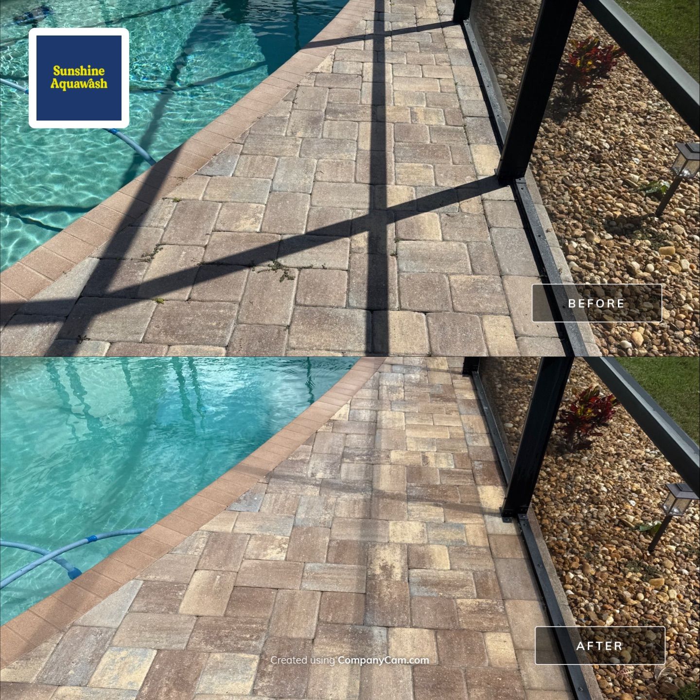 Paver Pool Deck Cleaning & Pool Cage Screen Cleaning in Tara Community – Bradenton, FL by Sunshine AquaWash