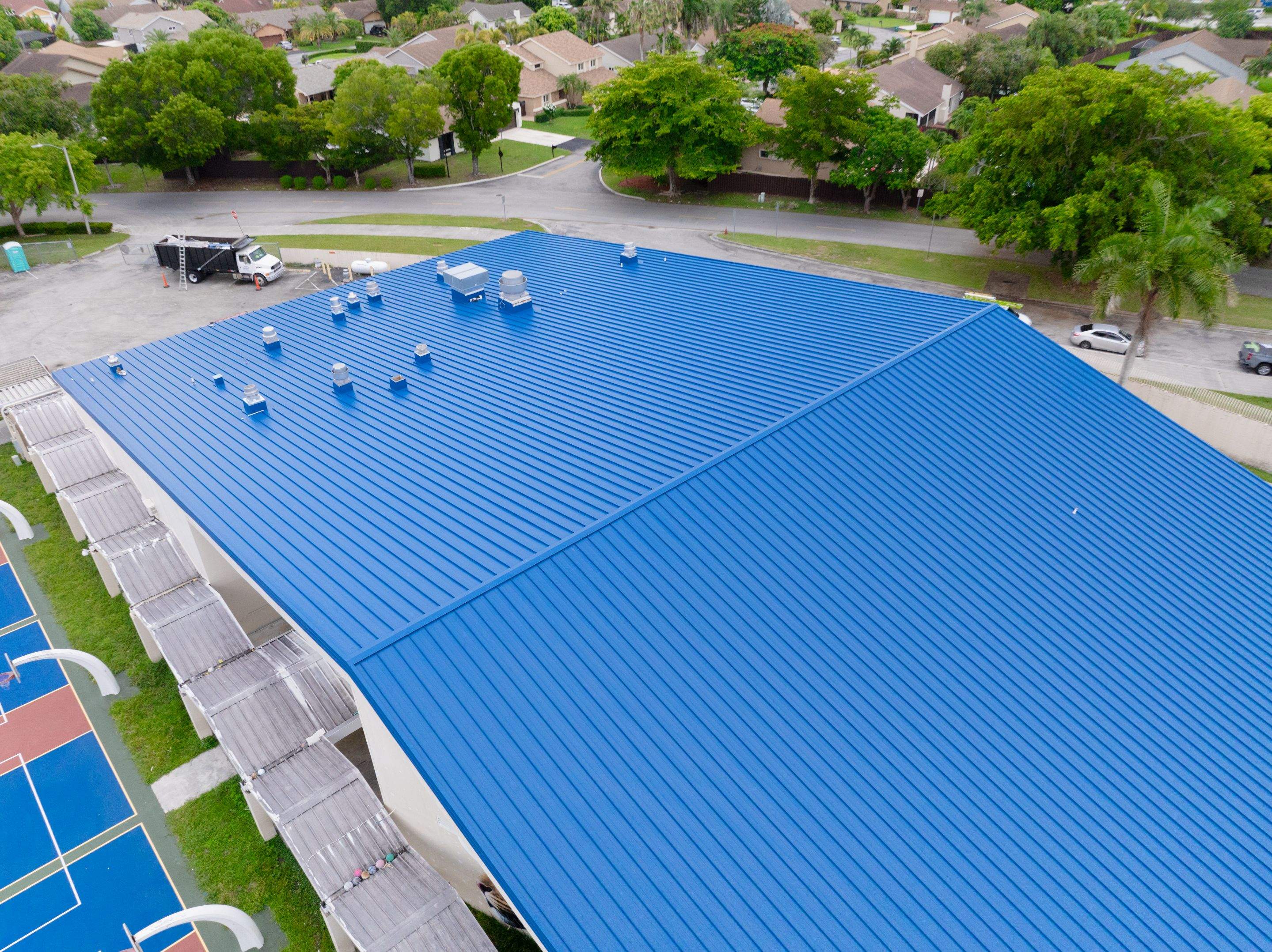 24ga 1.5" Mechanical Seam Slate Blue by Total Roofing System The Metal Roof Experts