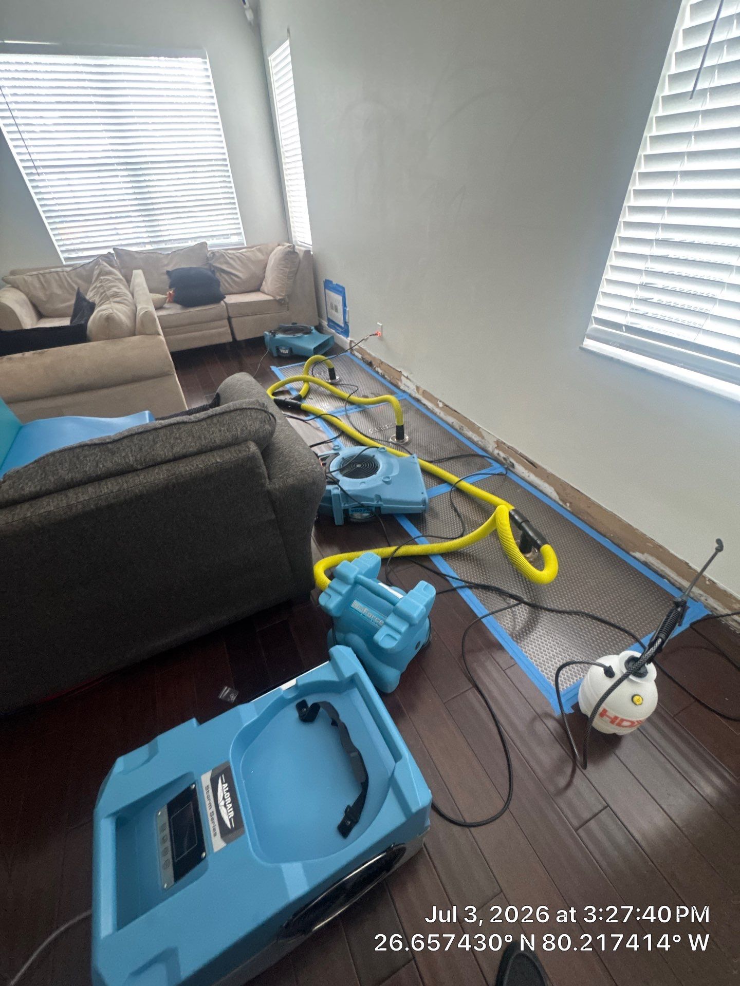 Professional Water Damage Mitigation and Hardwood Floor Drying in Wellington by SuperClean