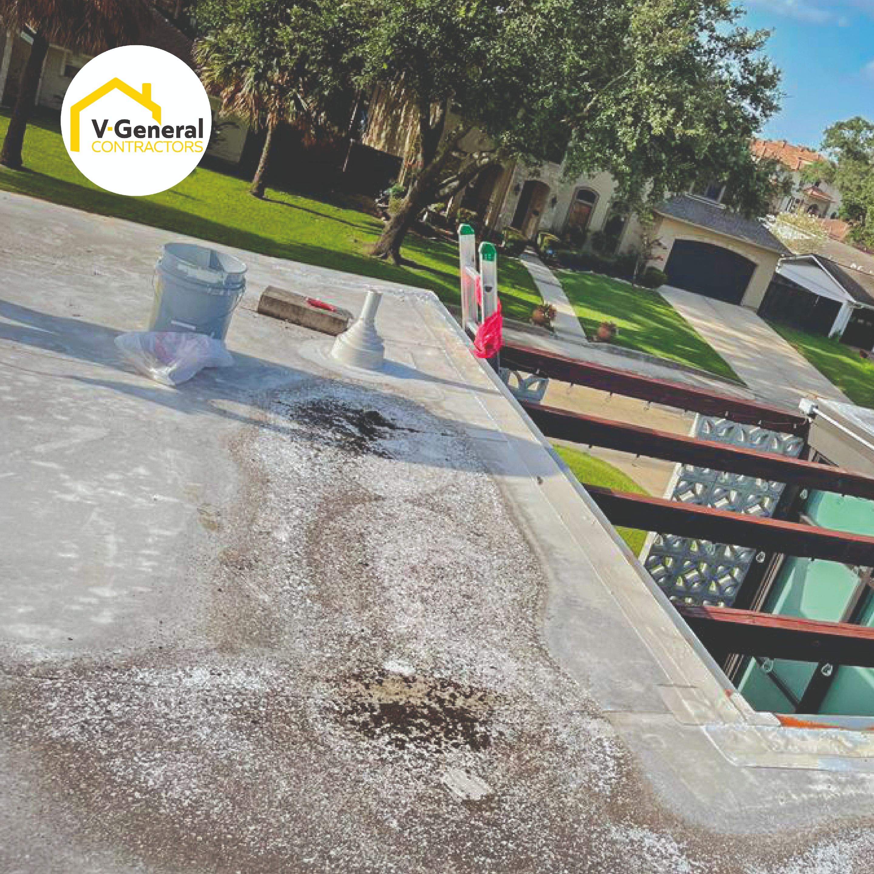 Flat Roof Using Asphalt Coat by V General Contractors 