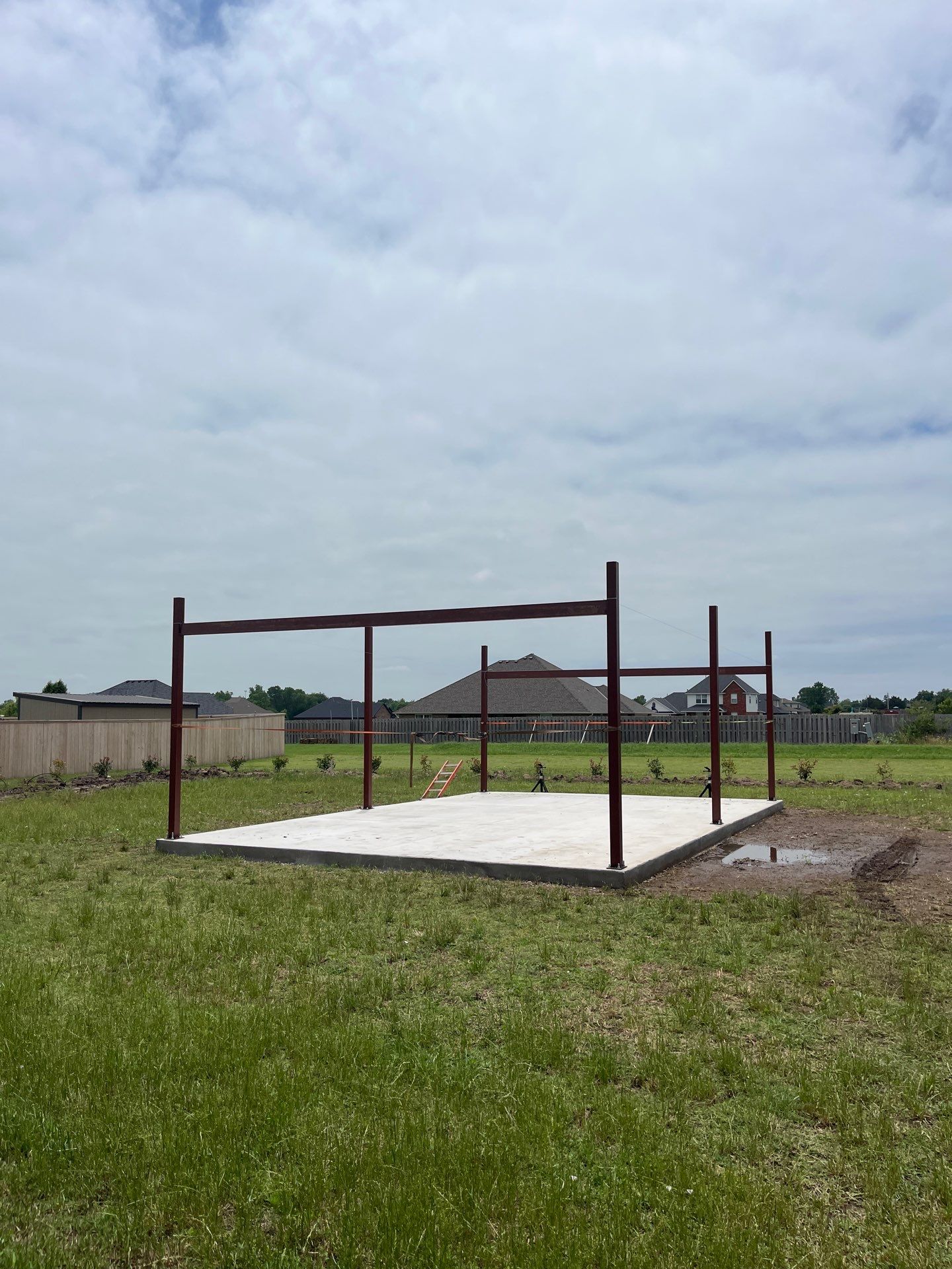Custom Metal Pergola , Live Fence , Irrigation, Concrete, And Landscape by Clays Services Inc