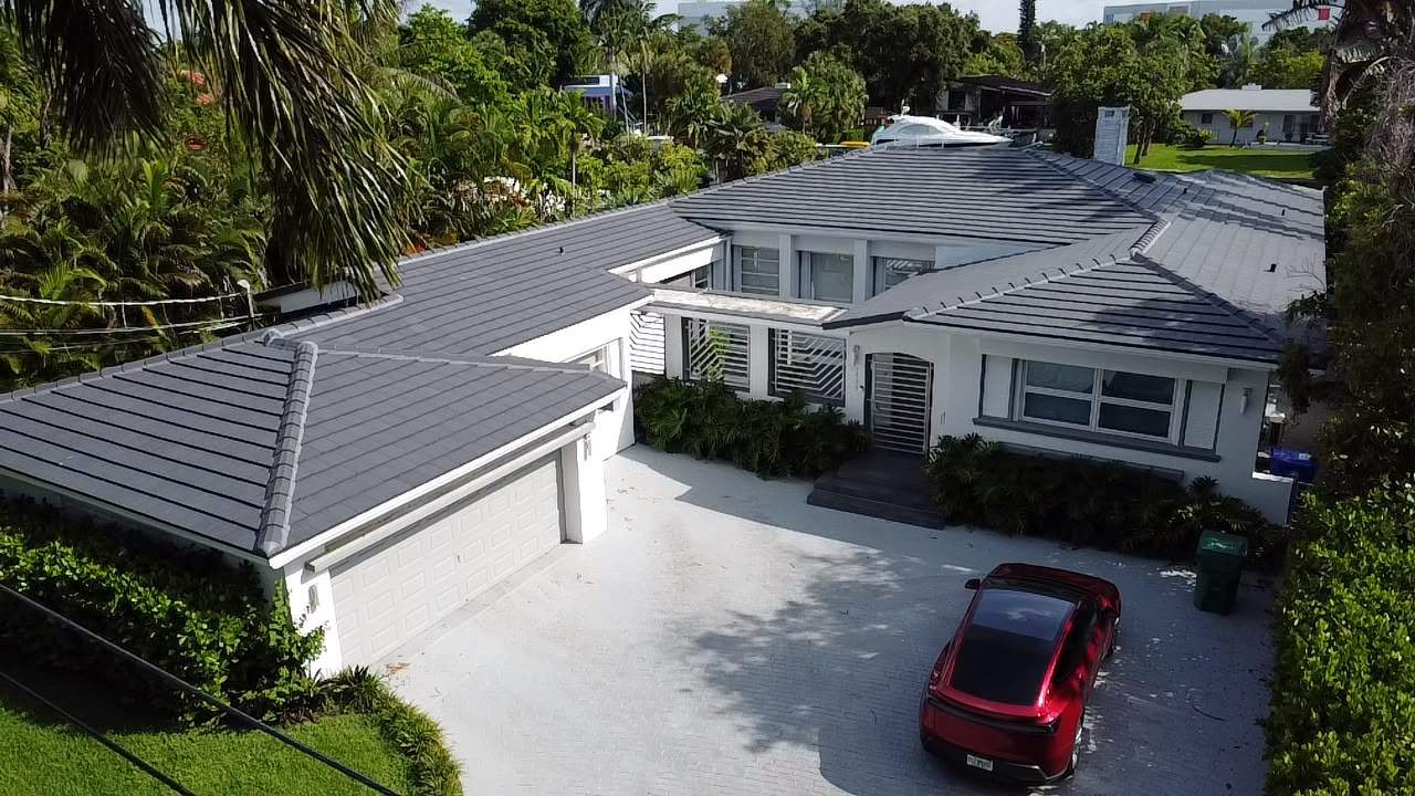 Tile Roof Saxony 900 Dark Charcoal by City Roofing Inc