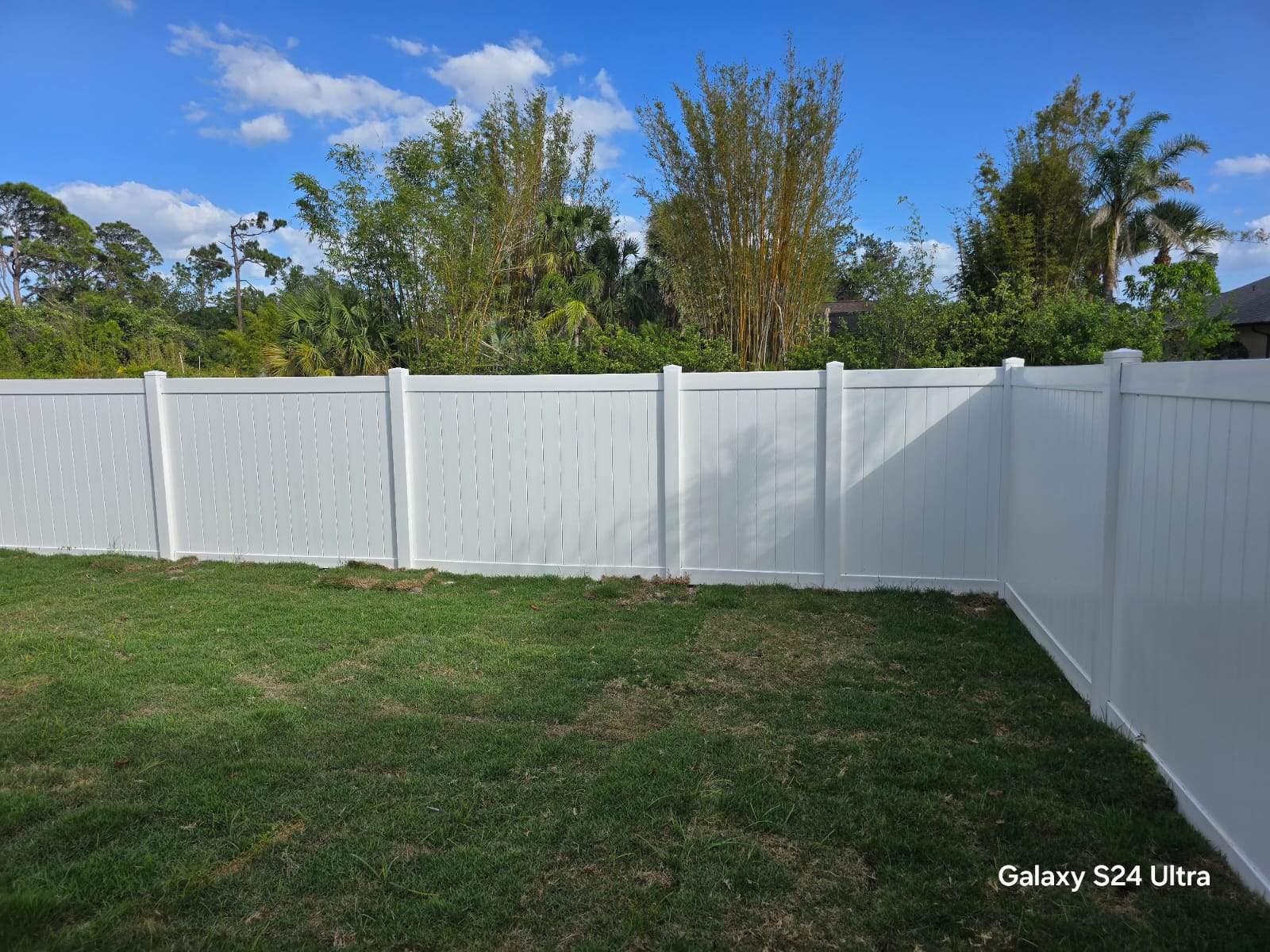 Residential White Vinyl Privacy Fence Installation in North Port by True Fence LLC