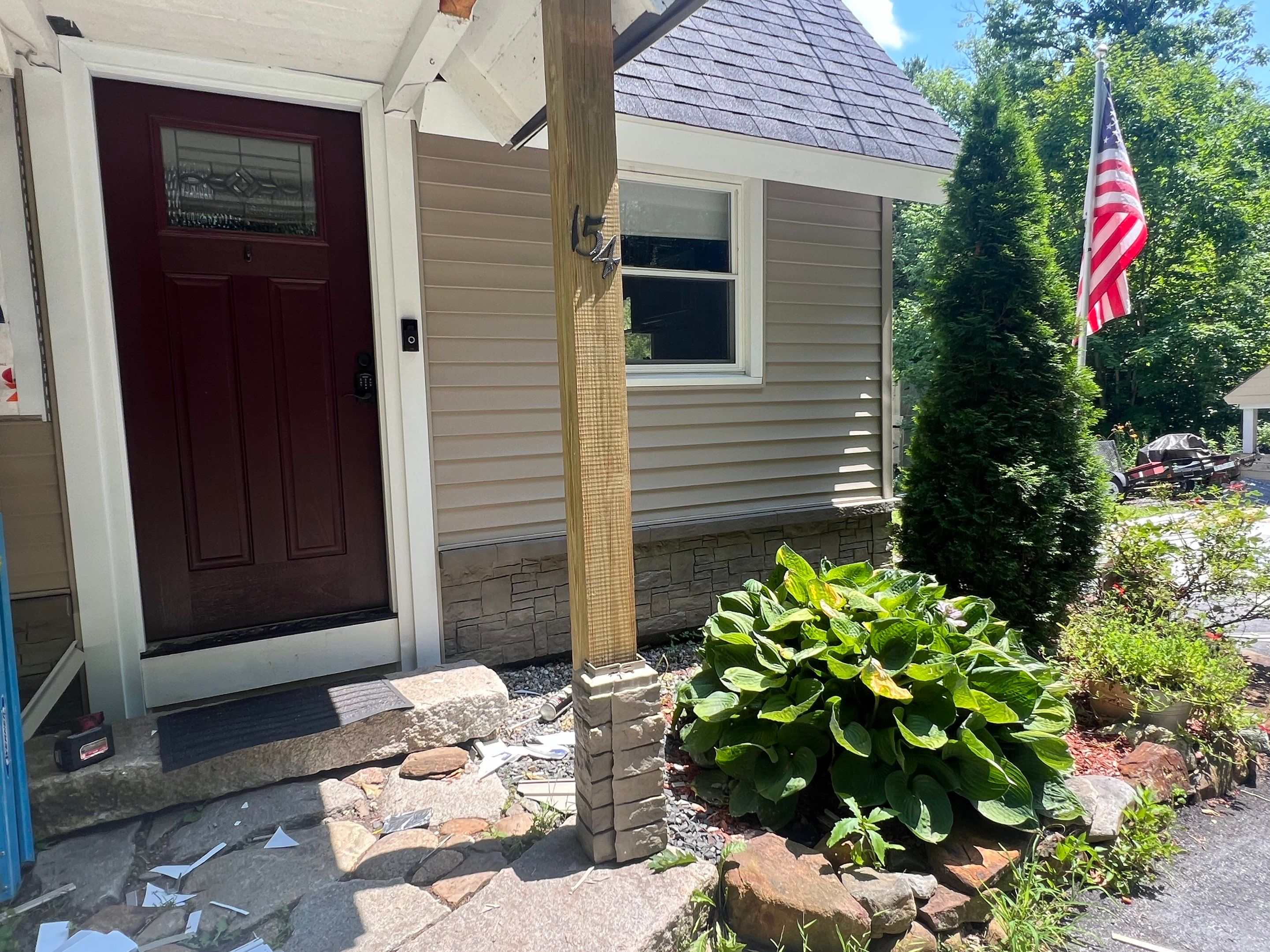 Weare, NH – TandoStone® Stone Facade Installation by Tall pine roofing