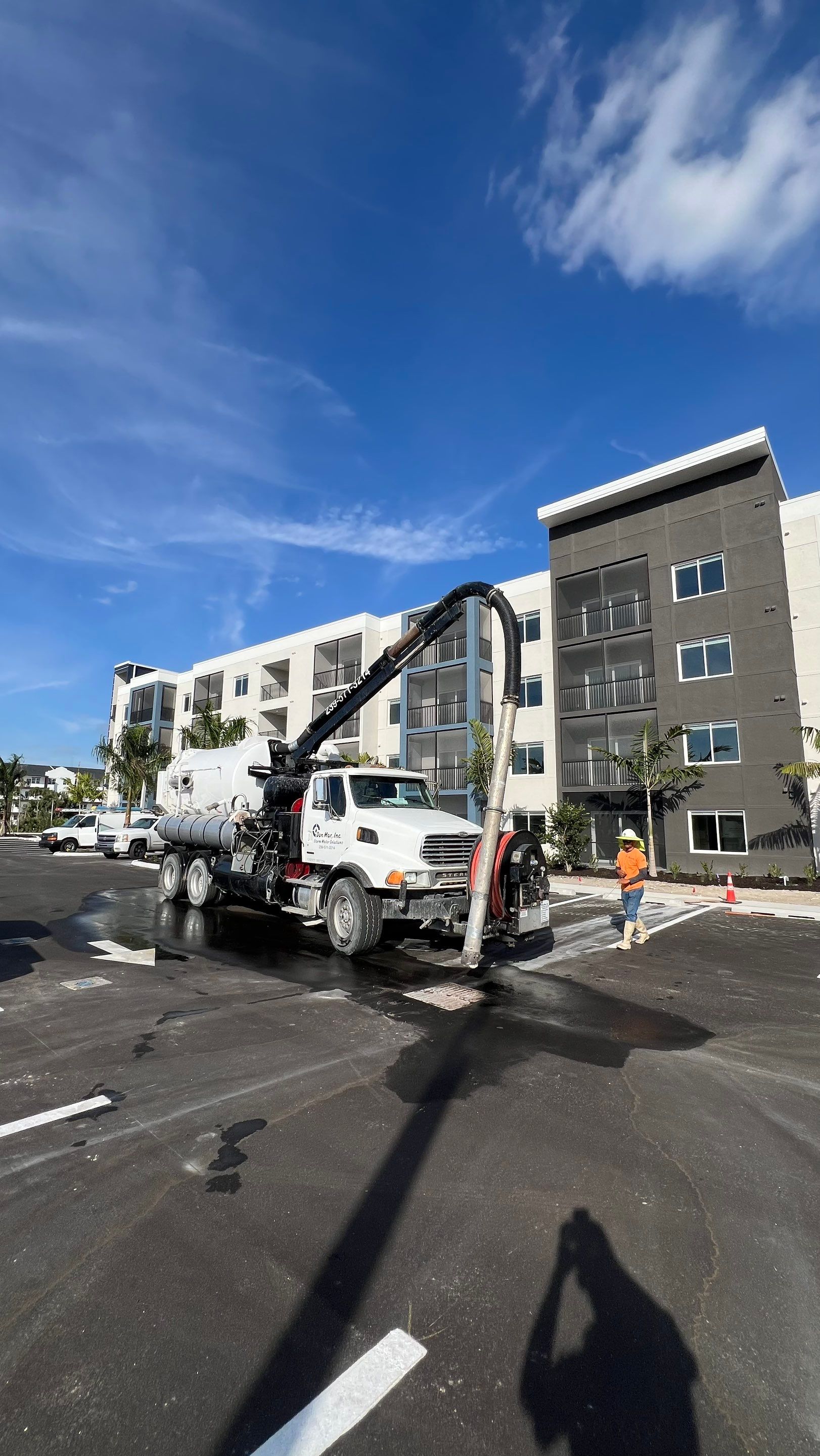 New Construction Apartment Complex Stormwater System and Sewer System Cleaning by Don Mar, Inc. Storm Water Solutions